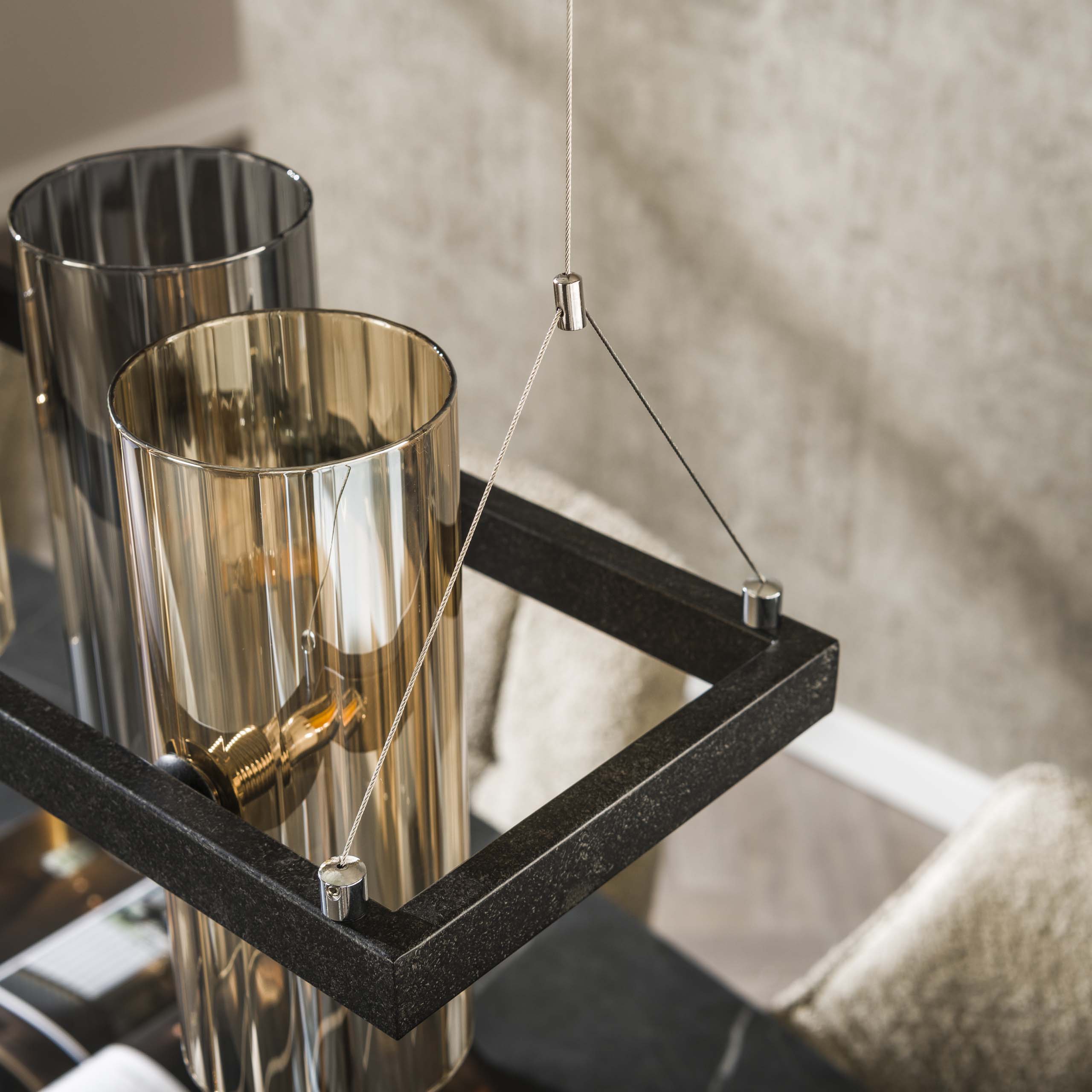 Lámpara colgante Cilindro Vidrio 10 luces Artic negro