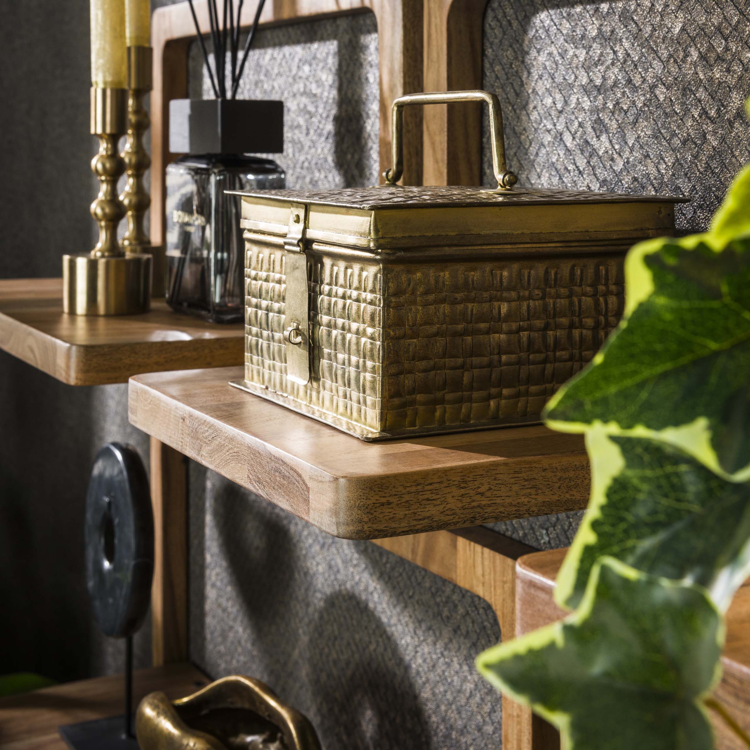 Juego de estantes de pared/5 curvy / Acacia maciza natural