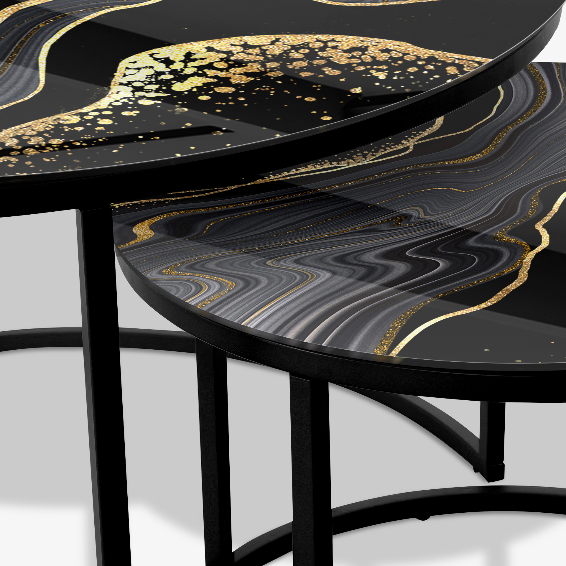 Coffee table Black - Black & Gold Stone