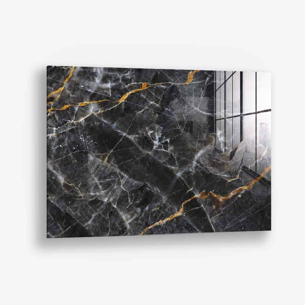 Black,  White & Gold Stone – Glass