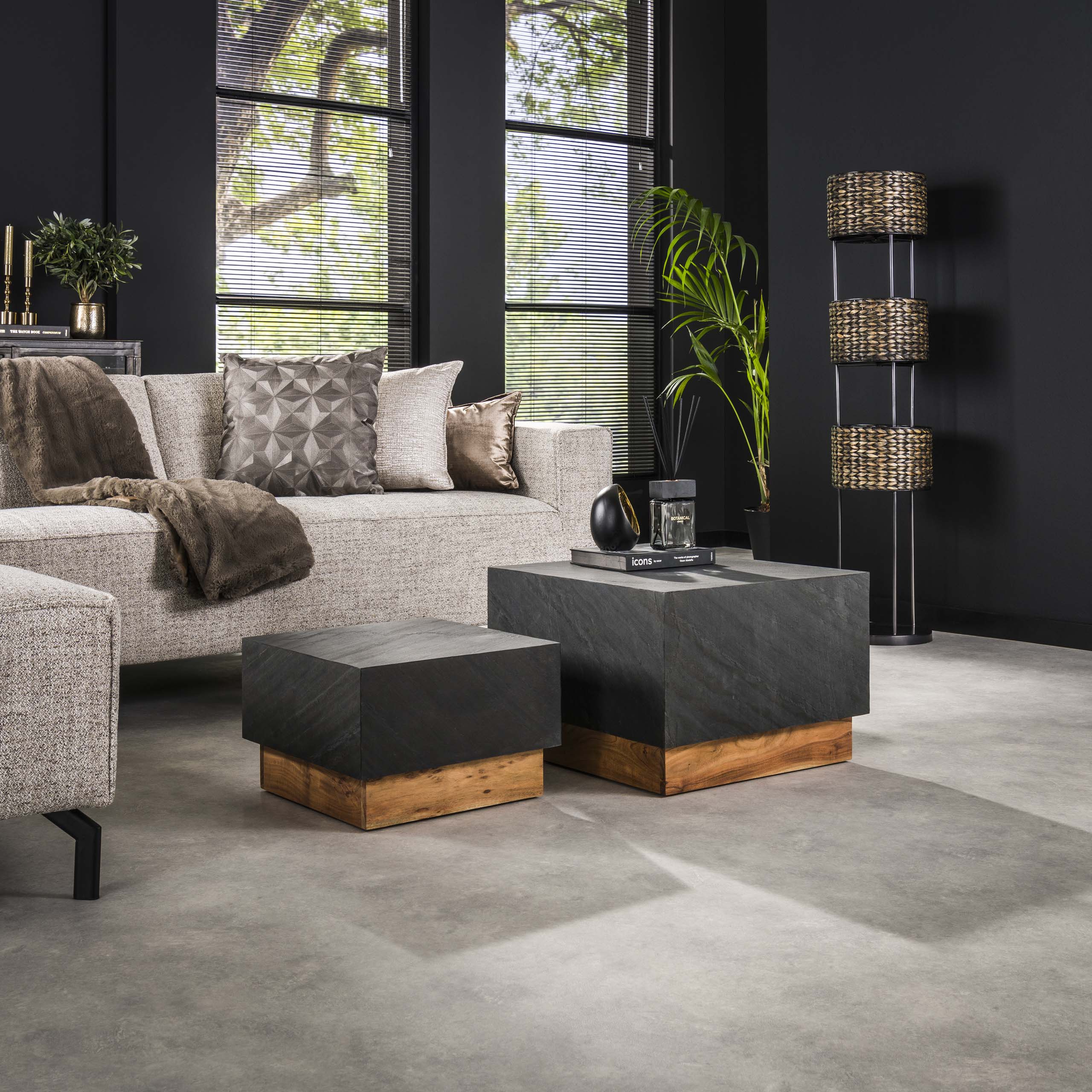 Mesa de centro Blox Slate juego de 2 - Pizarra