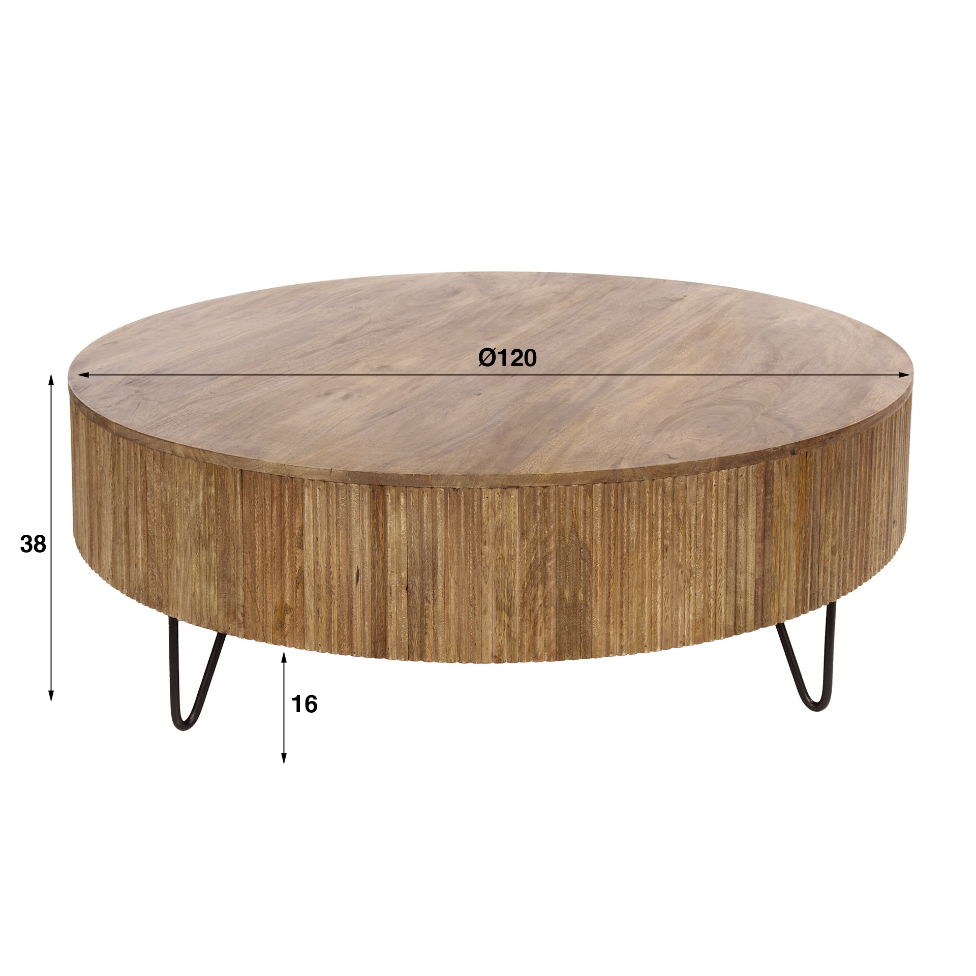 Mesa de centro Wave Ø120 cm - Mango macizo arena