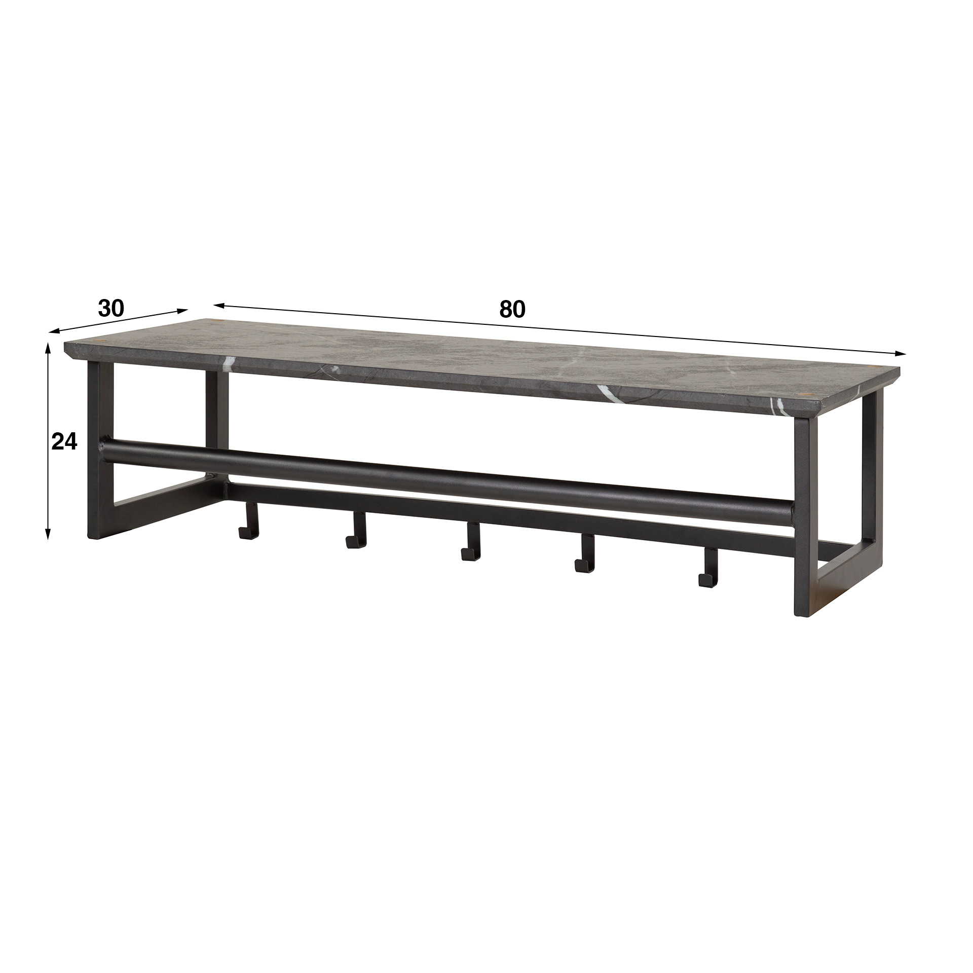 Perchero barra 6 acodada / 3D negro marrón