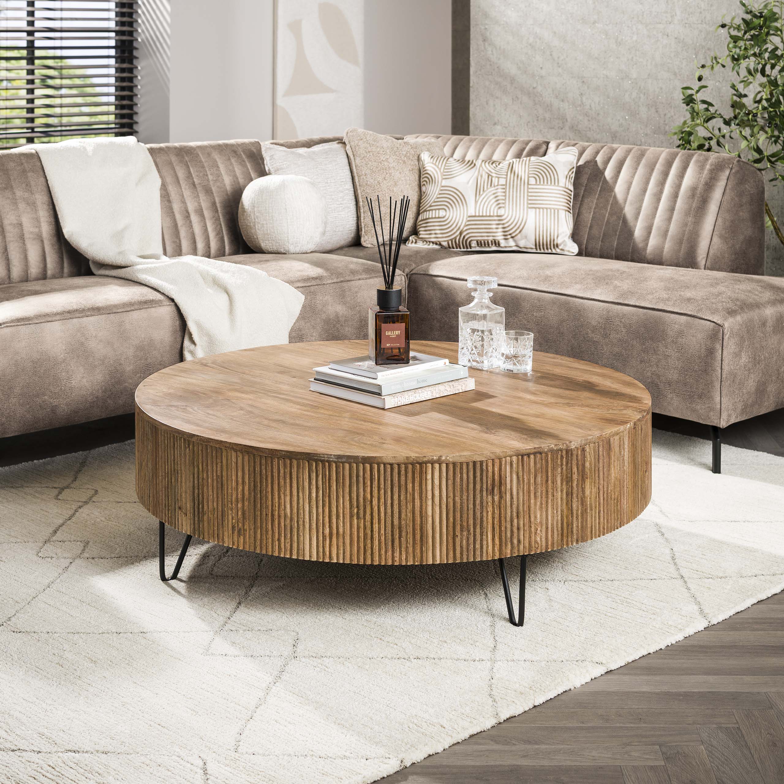 Mesa de centro Wave Ø120 cm - Mango macizo arena