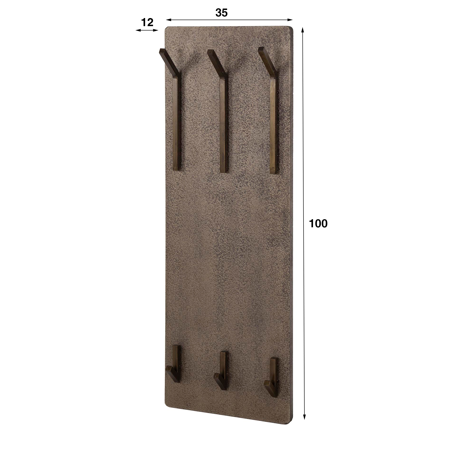 Perchero Ferro 2x3 ganchos alto / Bronce antiguo