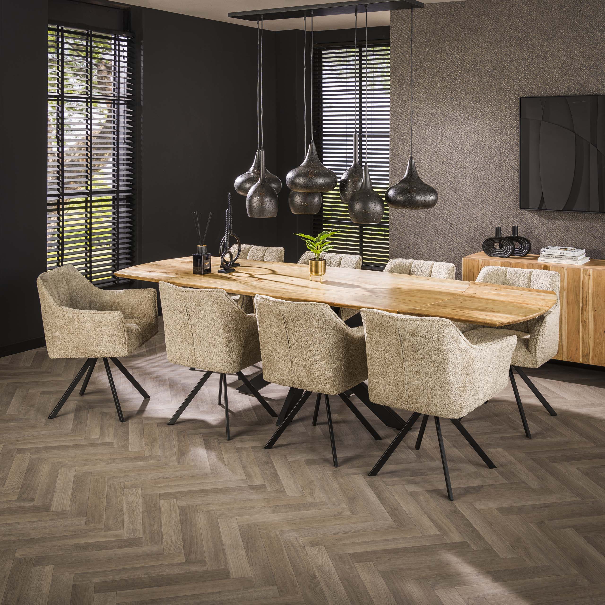 Mesa de comedor extensible 175/275 / Acacia maciza natural