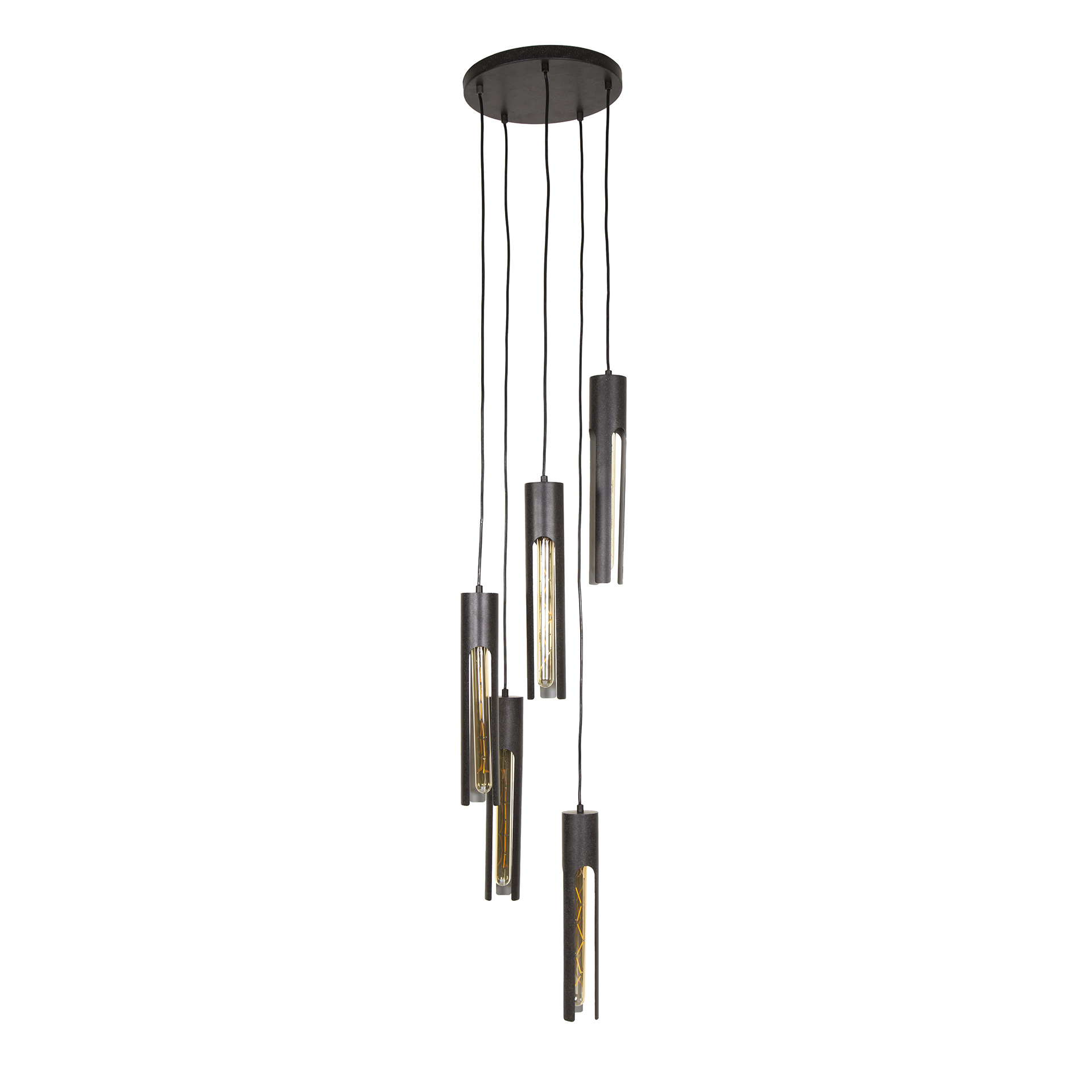 Lámpara colgante 5L tubo escalonado/Negro Artic