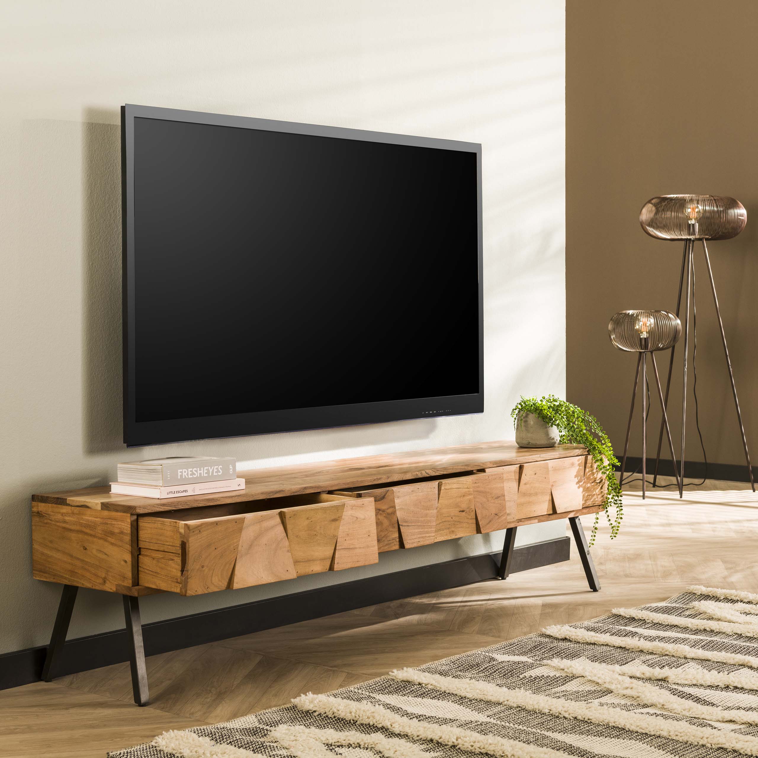 Mueble TV Demn - 3 cajones - Acacia maciza