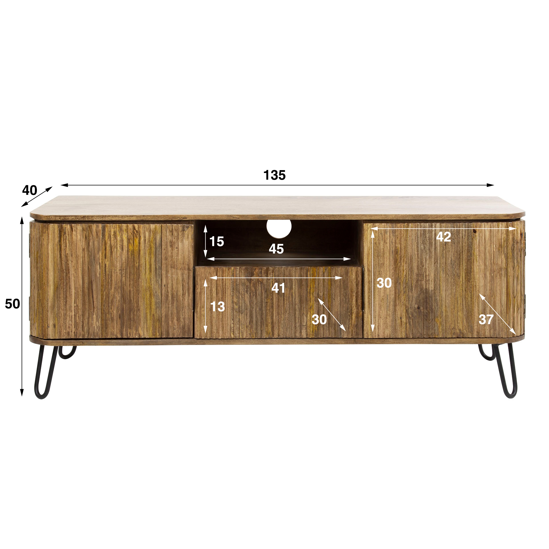 Mueble TV Wave 1 cajón 2 puertas - Mango macizo arena