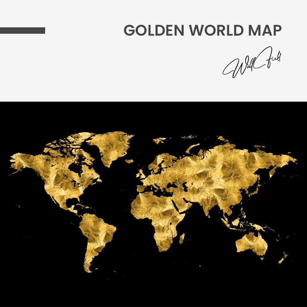 Golden World Map – Vidrio