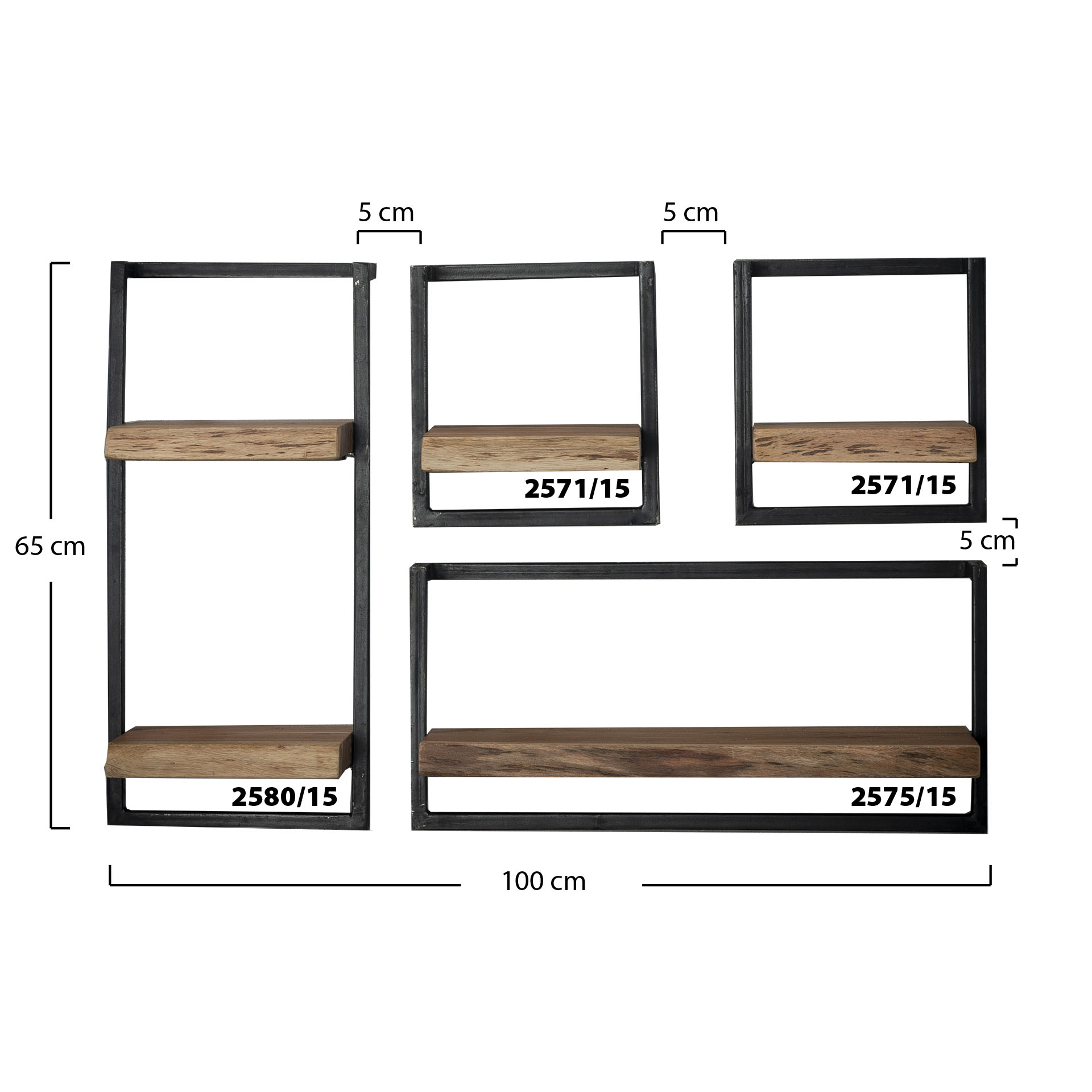 Estante de pared Edge Frame 30 cm - Acacia maciza