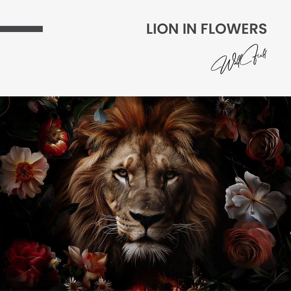 Lion in Flowers – Vidrio