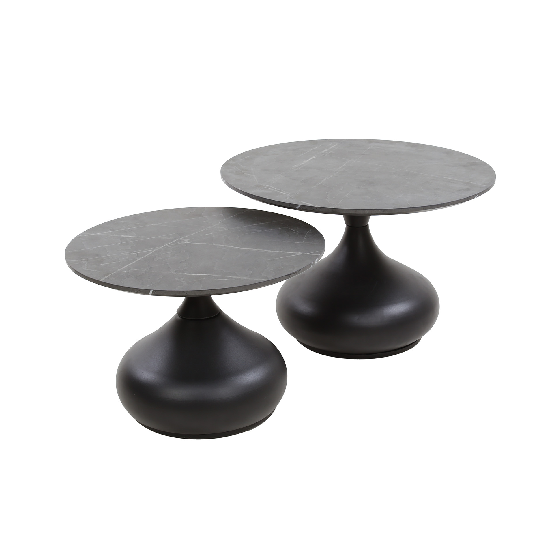 Juego de mesa de centro/2 forma gota / 3D negro marrón
