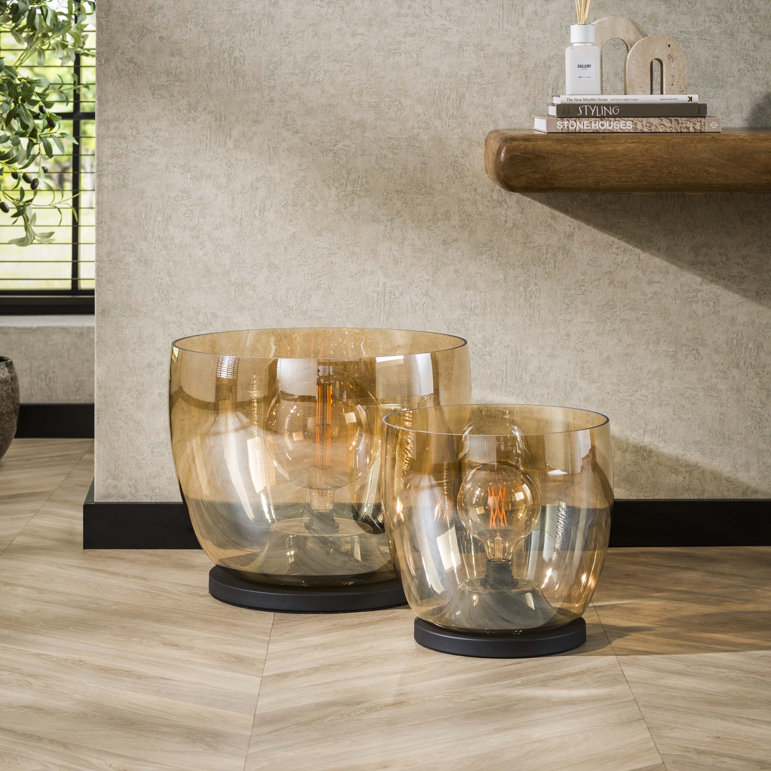 Lámpara de pie UP XXL 1 luz - Vidrio ámbar