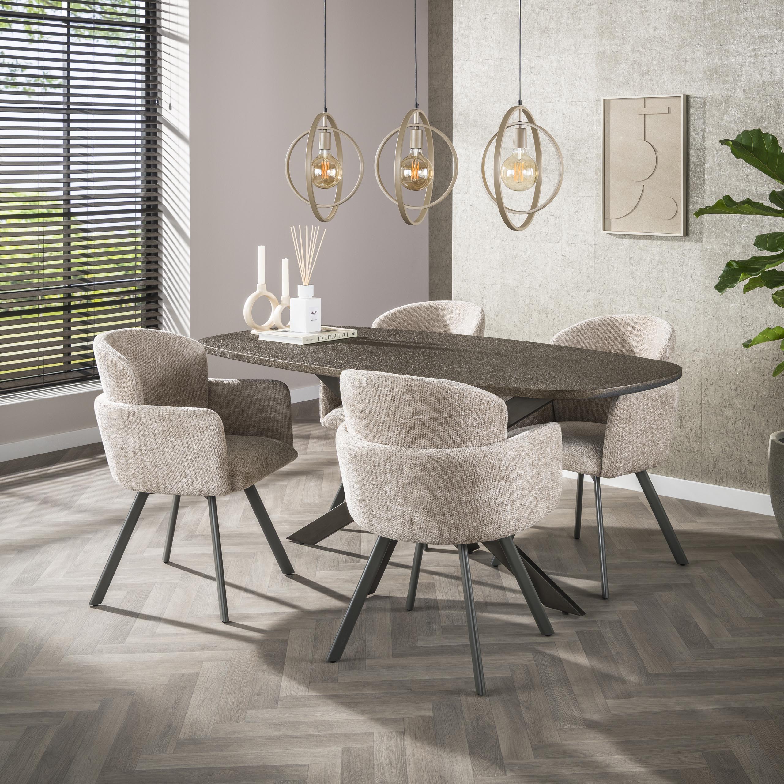 Mesa de comedor danesa ovalada Bronvik 180 cm - Bronce Liquid Metal