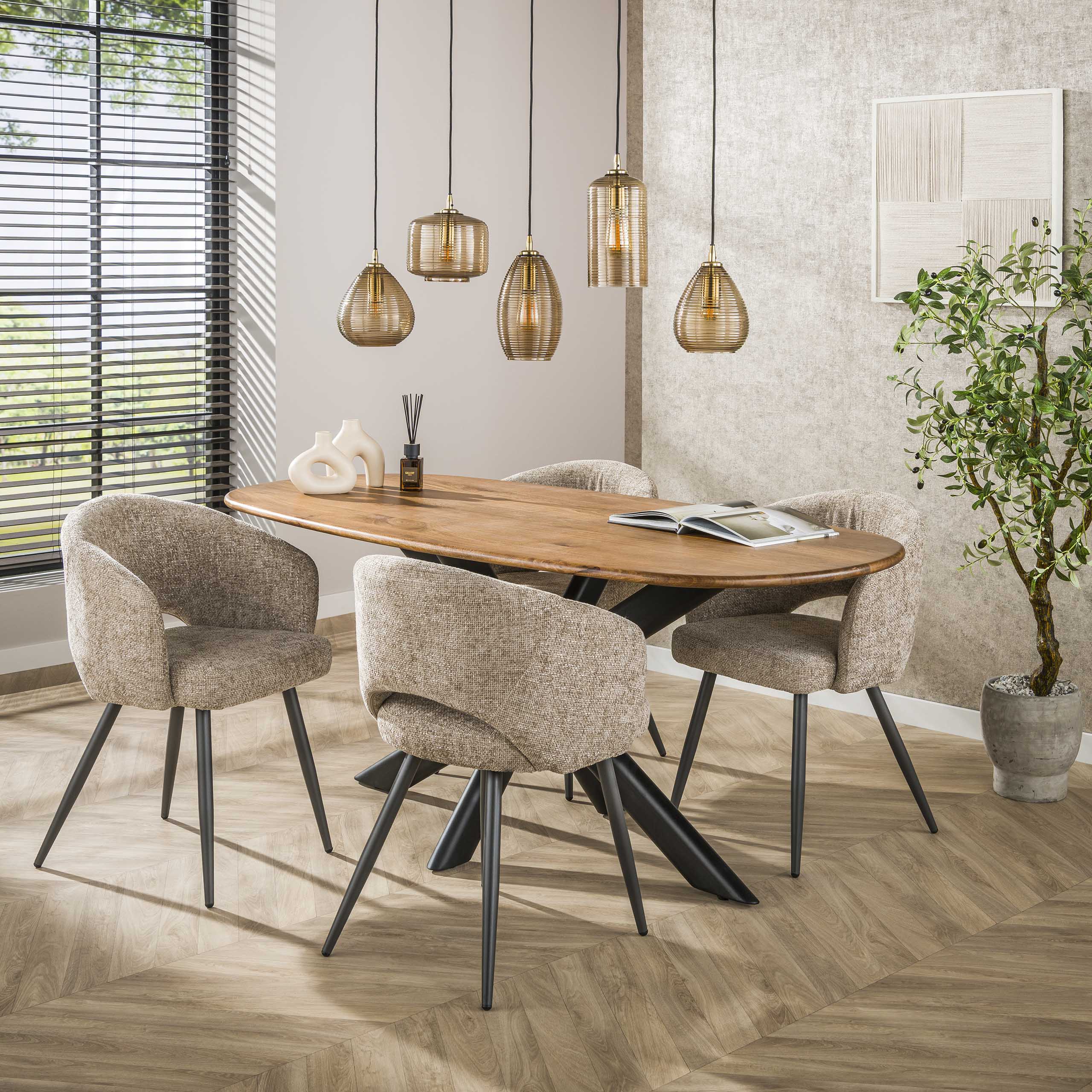 Mesa de comedor Cliff ovalada 180 cm - Mango macizo arena