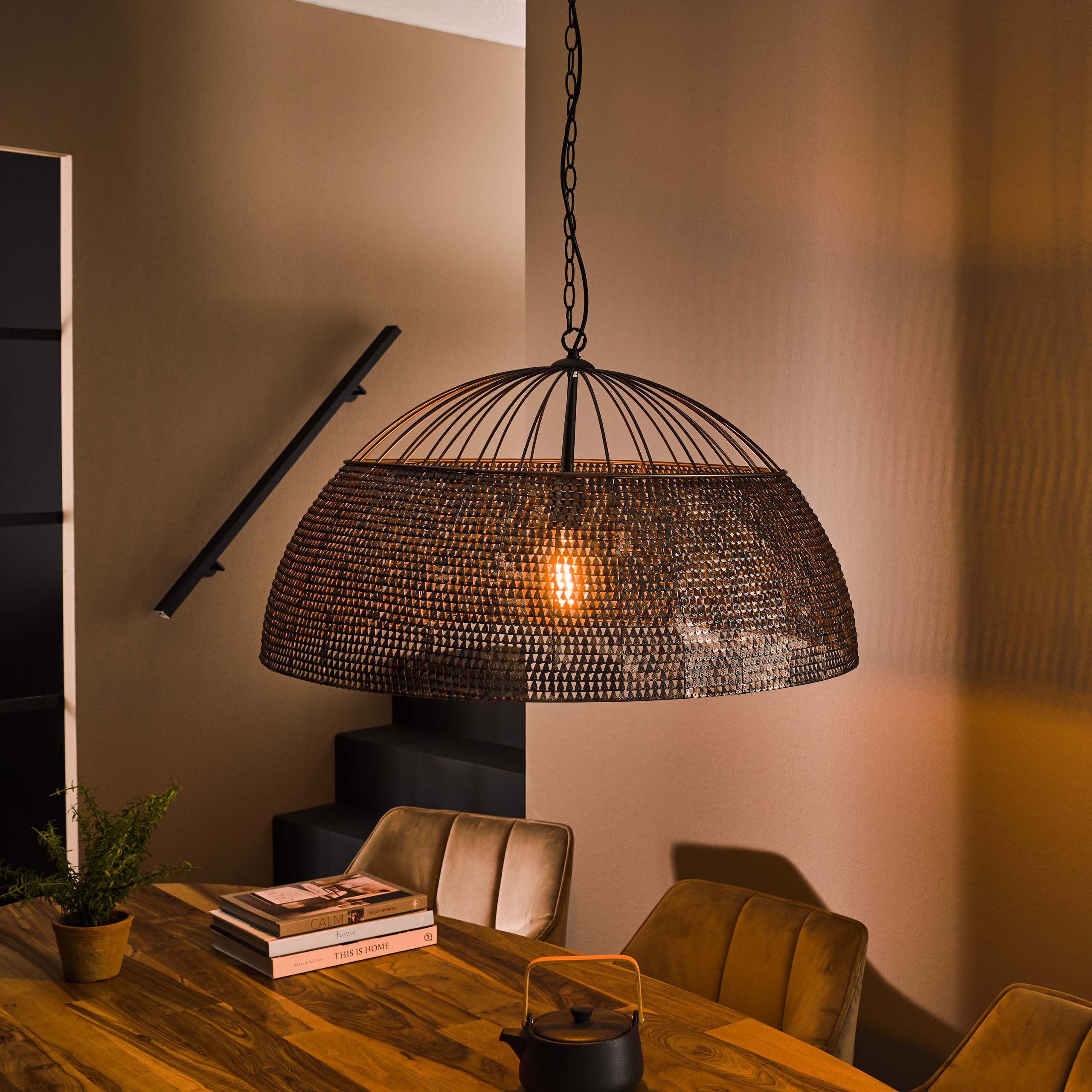 Lámpara colgante Ø80 armadura/Negro marrón