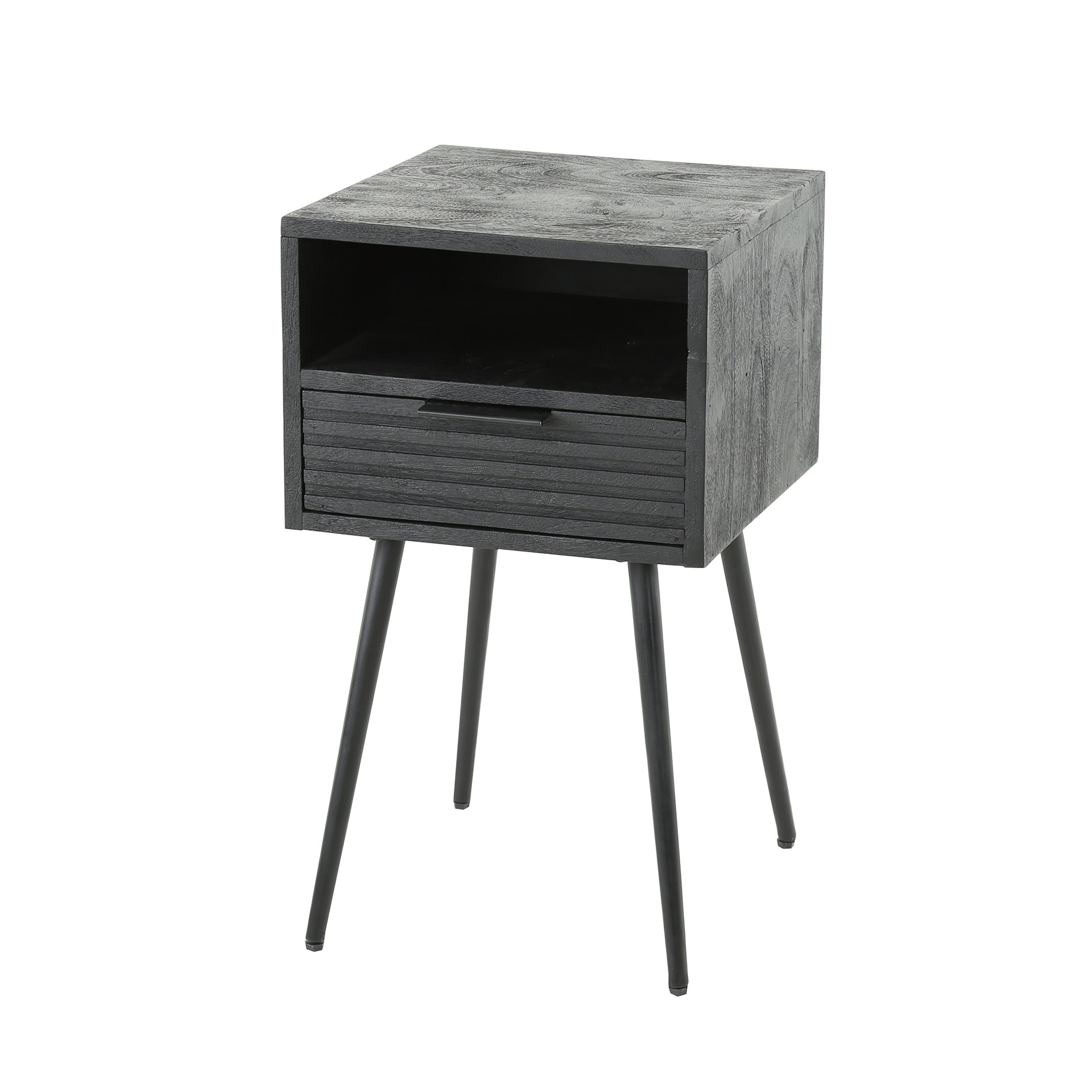 Mesita de noche Marina 1 cajón - Mango macizo negro