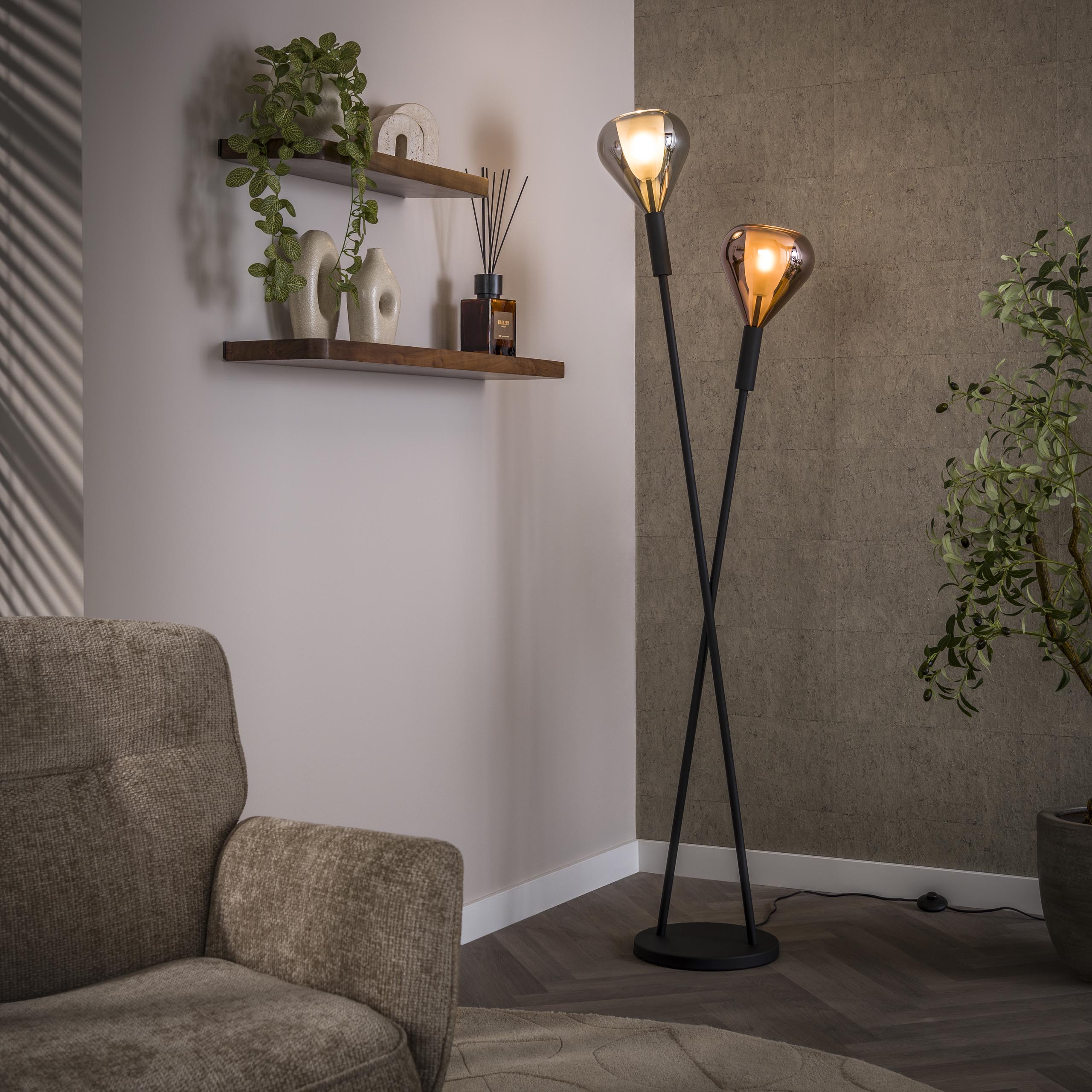 Lámpara de pie Wings 2 luces - Negro