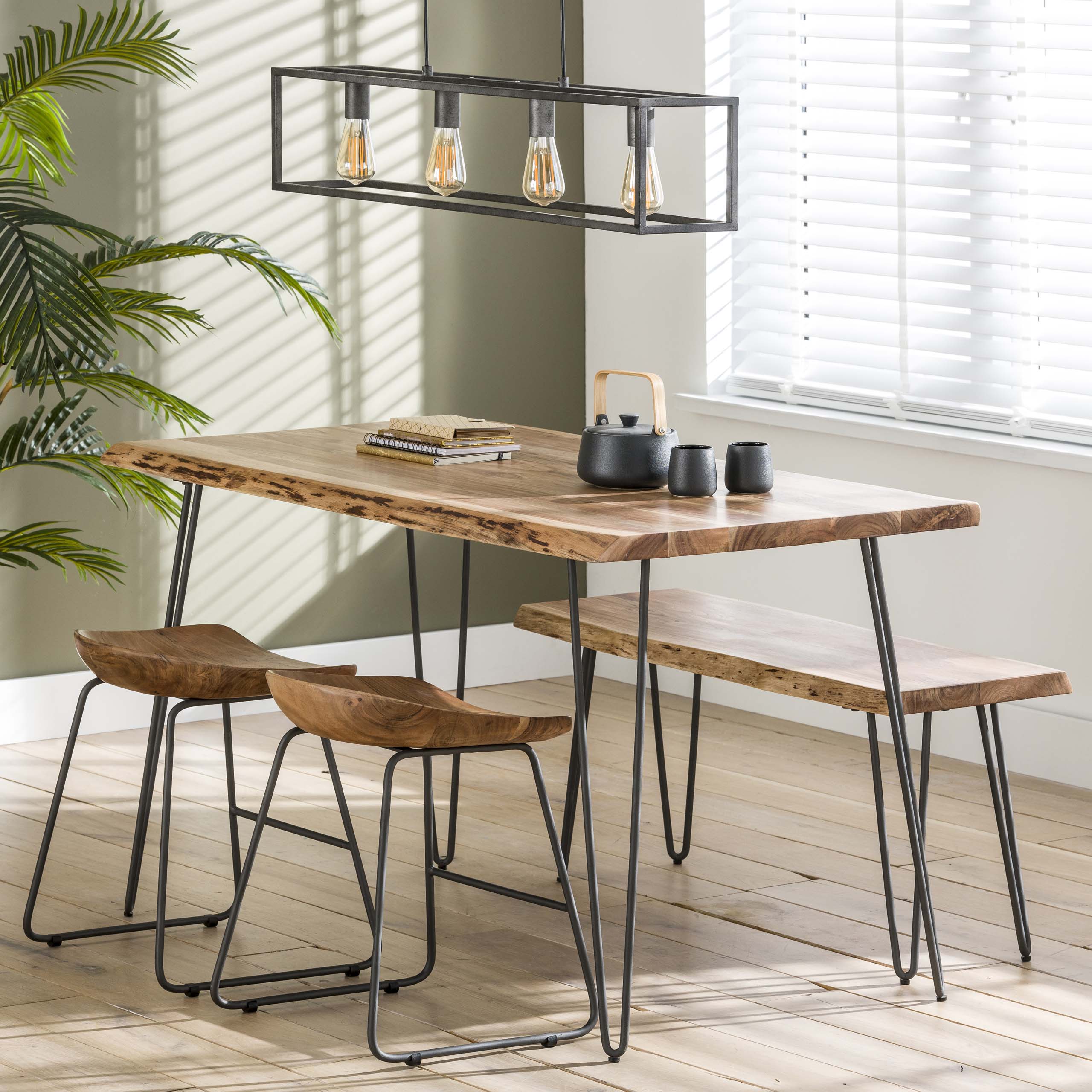 Borde mesa de comedor 130 / Acacia maciza natural