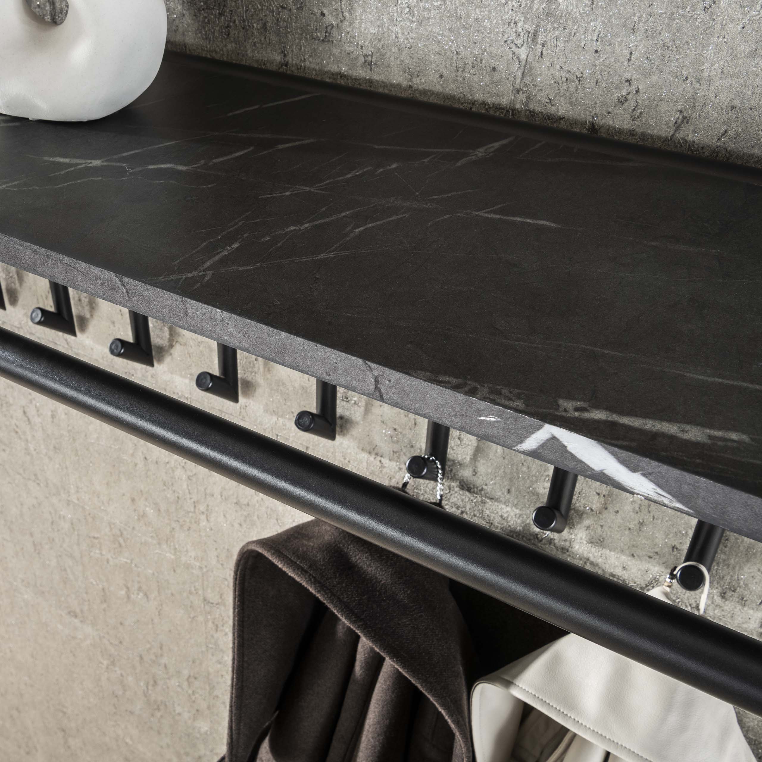 Coat rack Tenaro rod & hat shelf 10 hooks - graphite