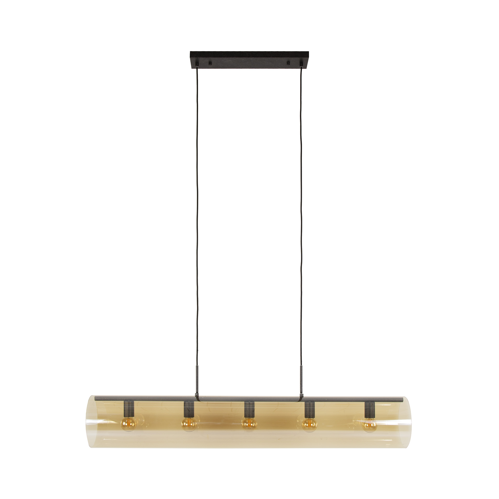 Lámpara colgante tubo 5L cristal ámbar / Negro ártico