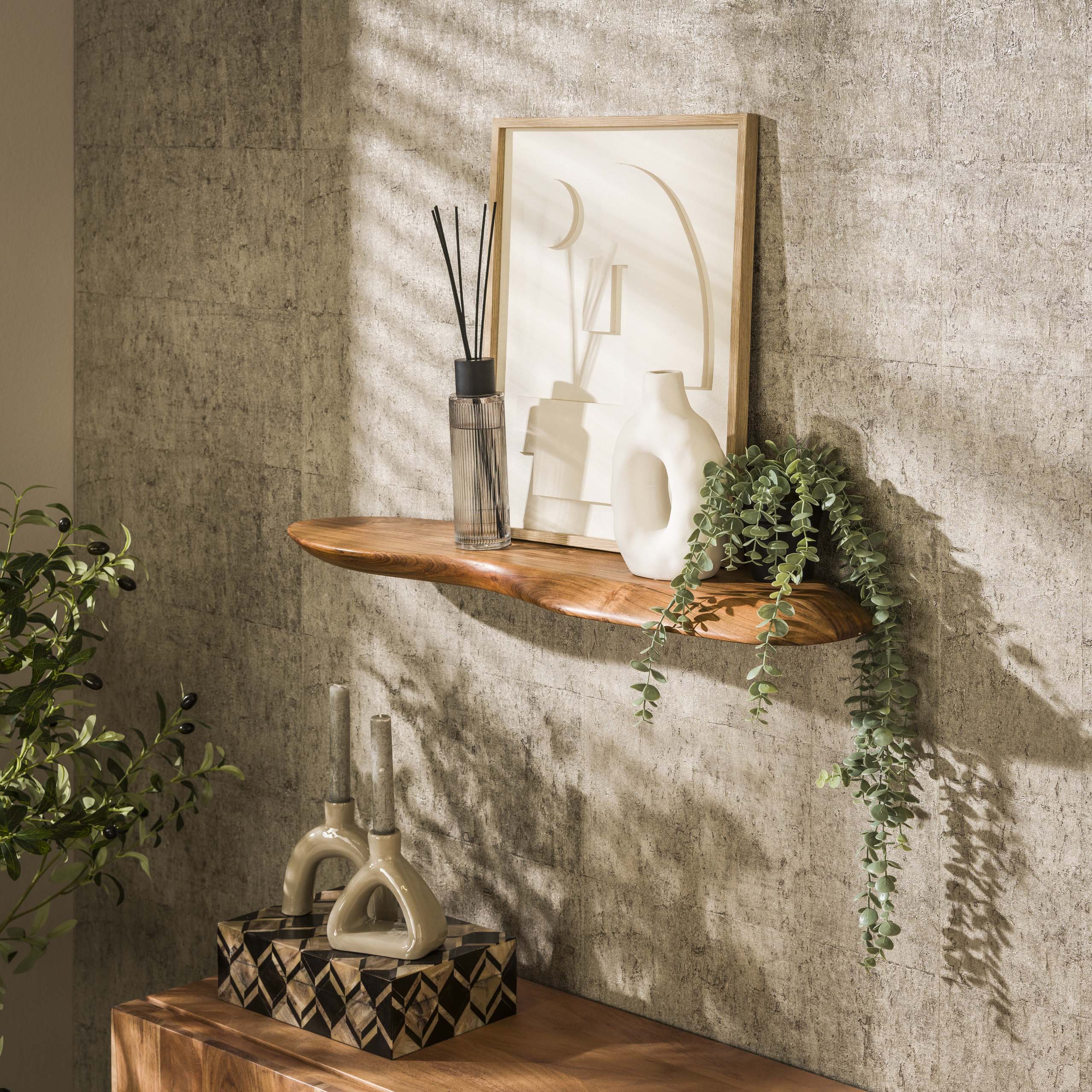 Estante de pared Organic 90 cm - Acacia maciza natural