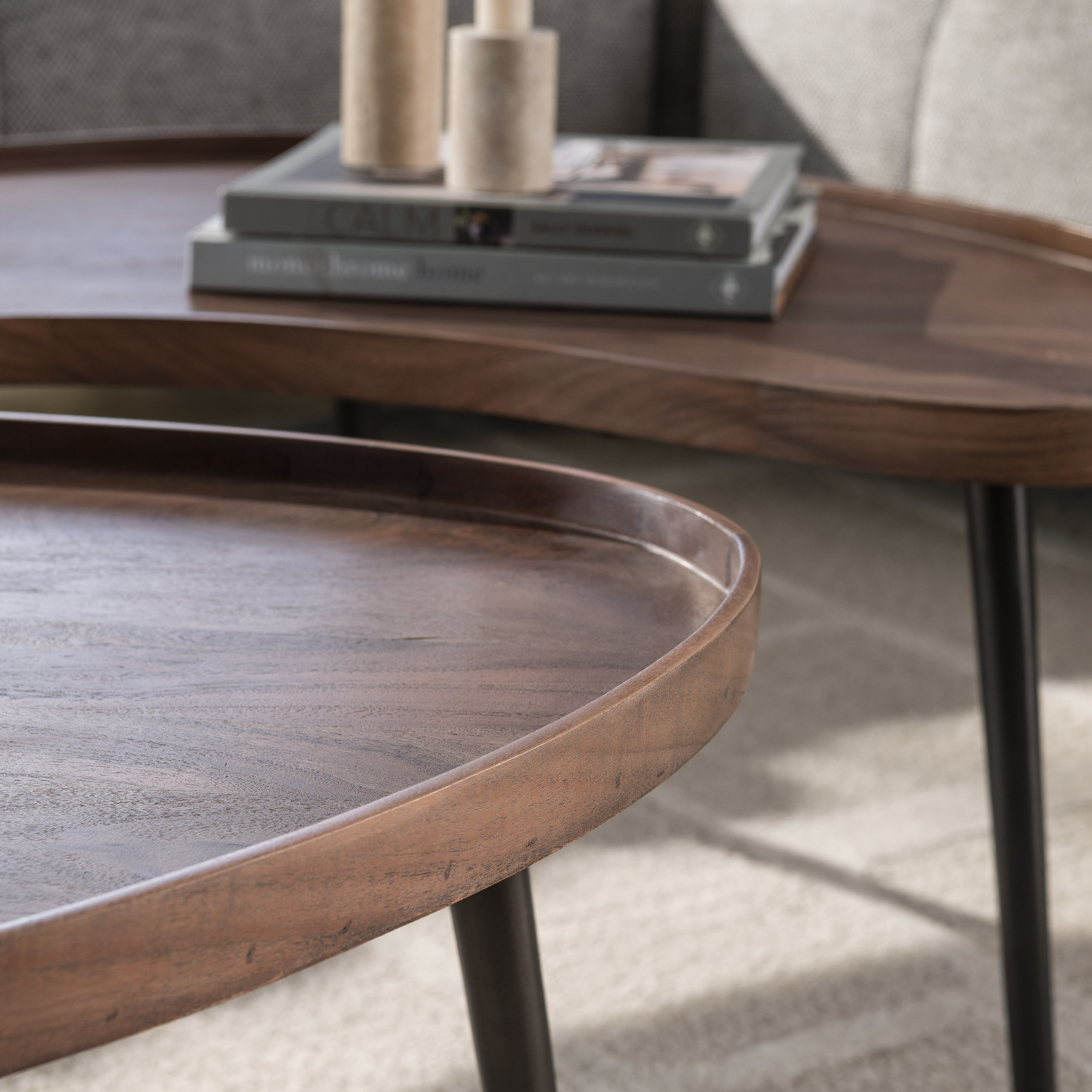 Mesa de centro Carve organic - juego de 2 - marrón acacia
