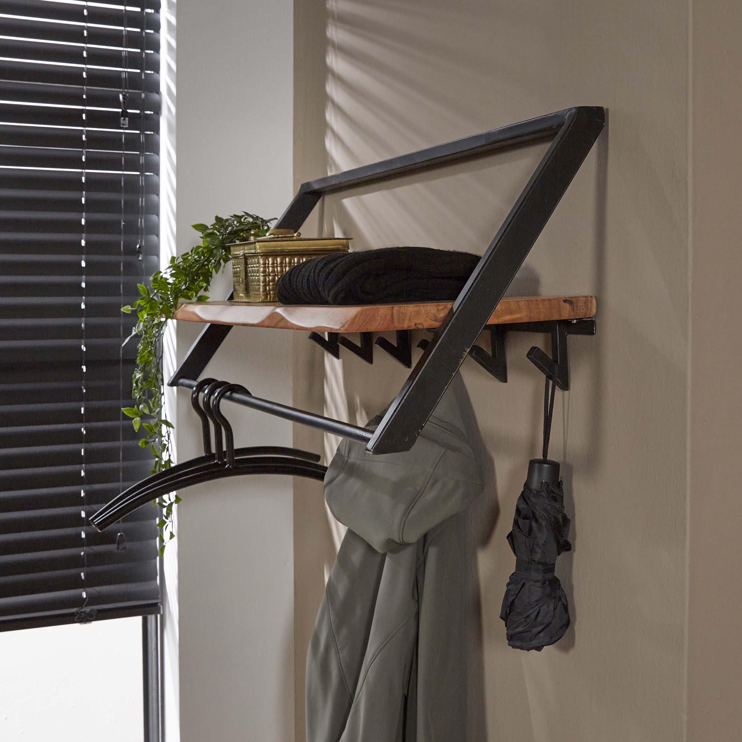 Perchero Lean - 6 ganchos - Acacia maciza