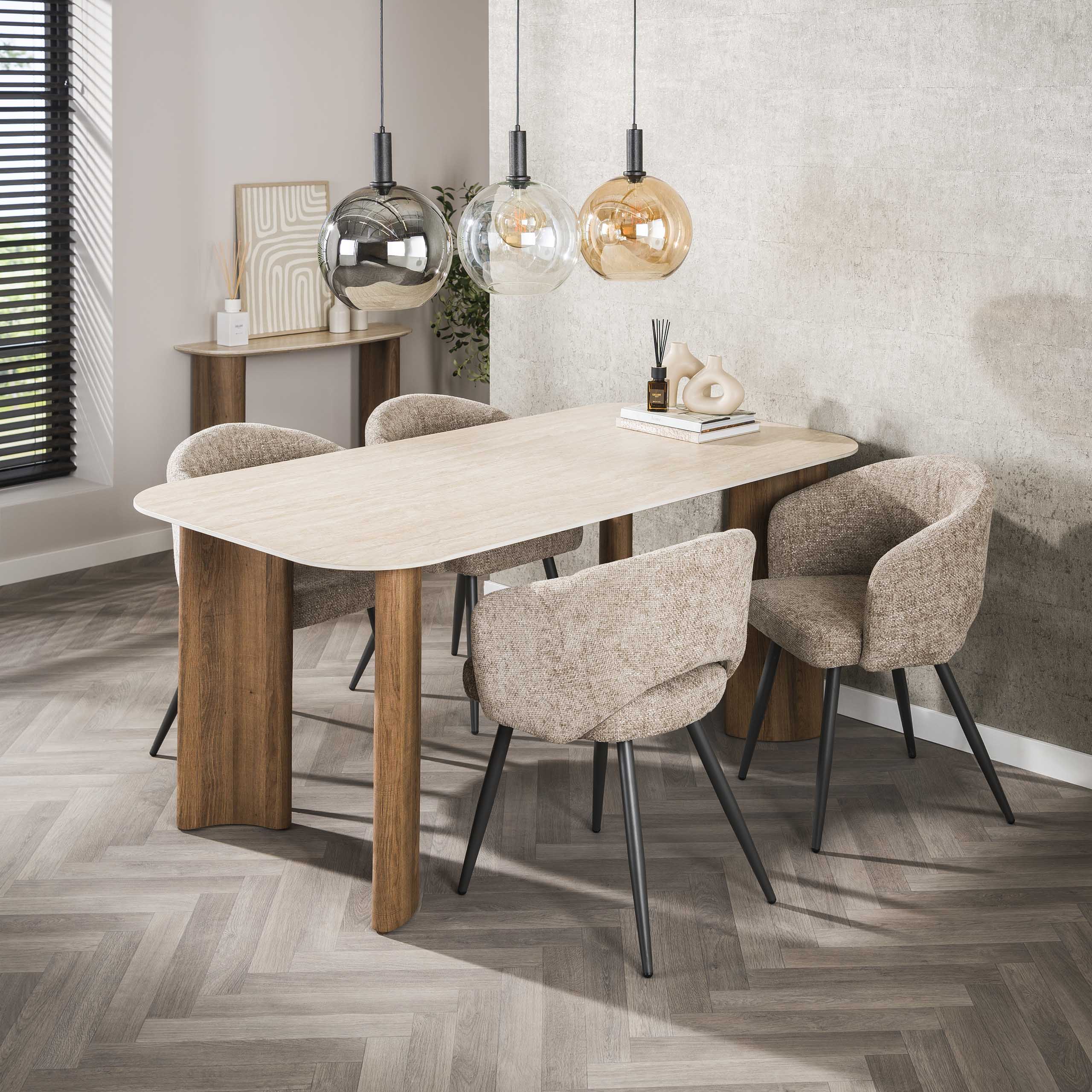 Mesa de comedor Romano Curvo 180 cm - Cerámica travertino