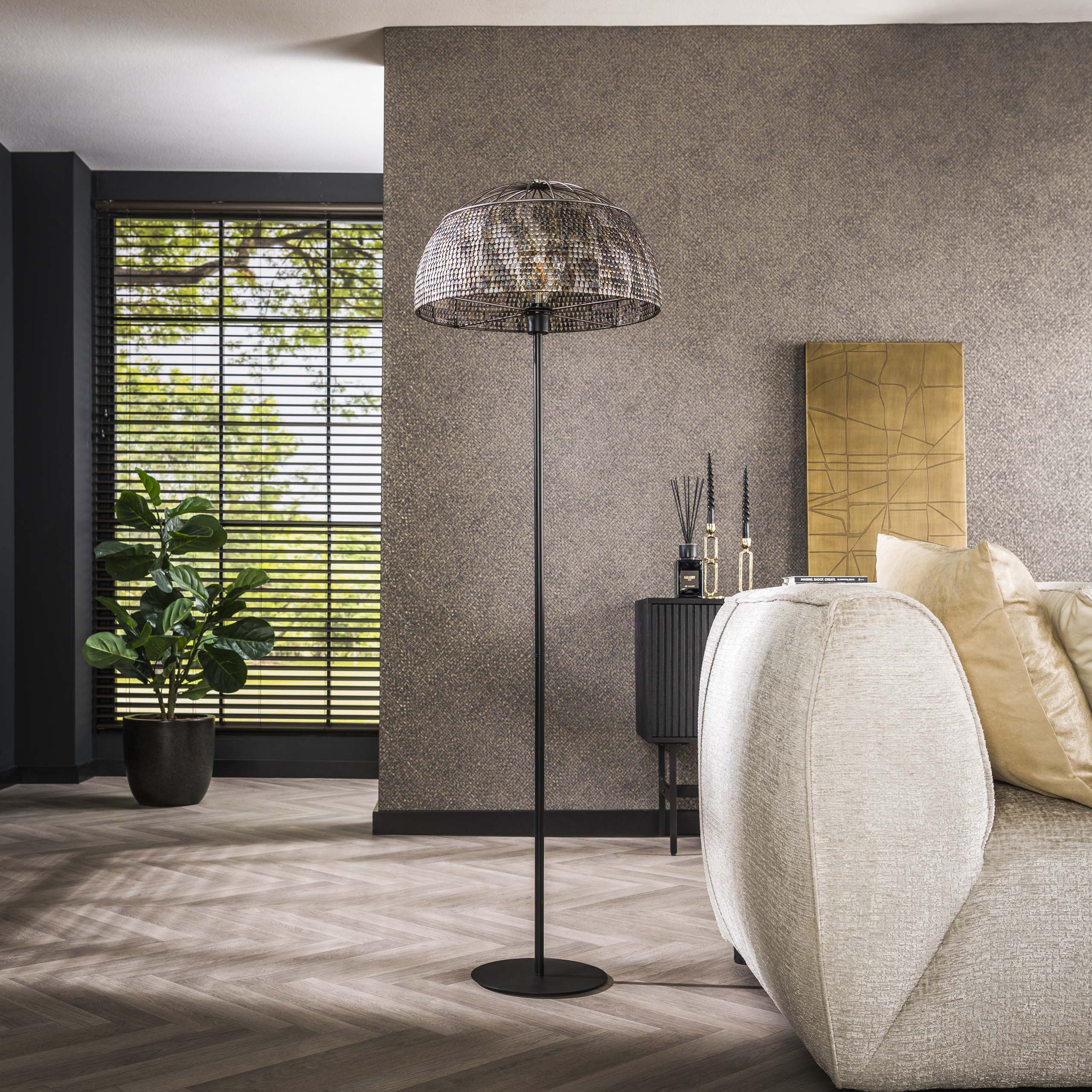 Lámpara de pie Ø50 armadura abierta/Negro marrón