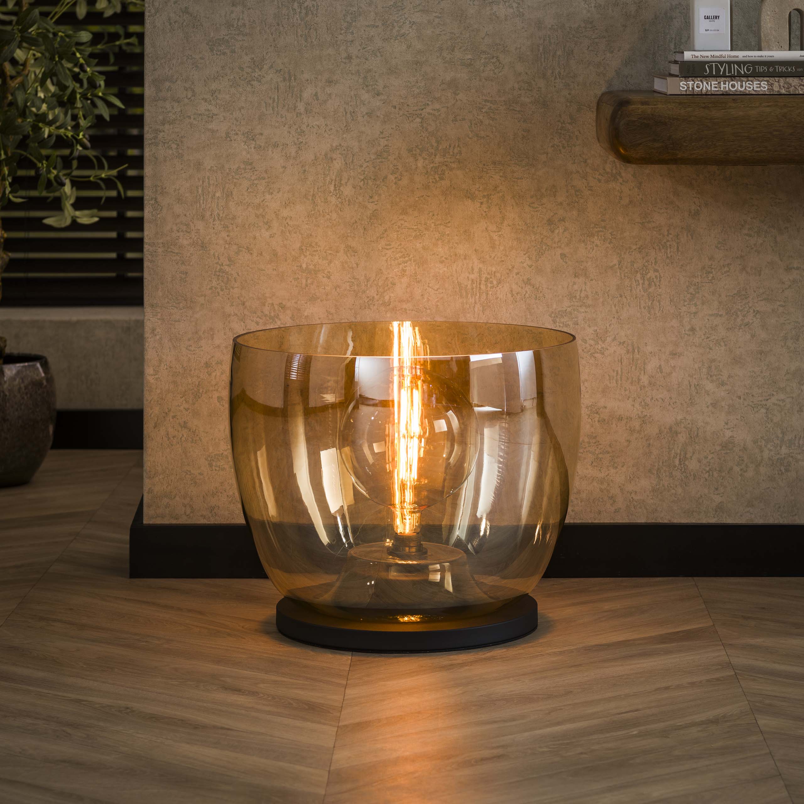 Lámpara de pie UP XXL 1 luz - Vidrio ámbar