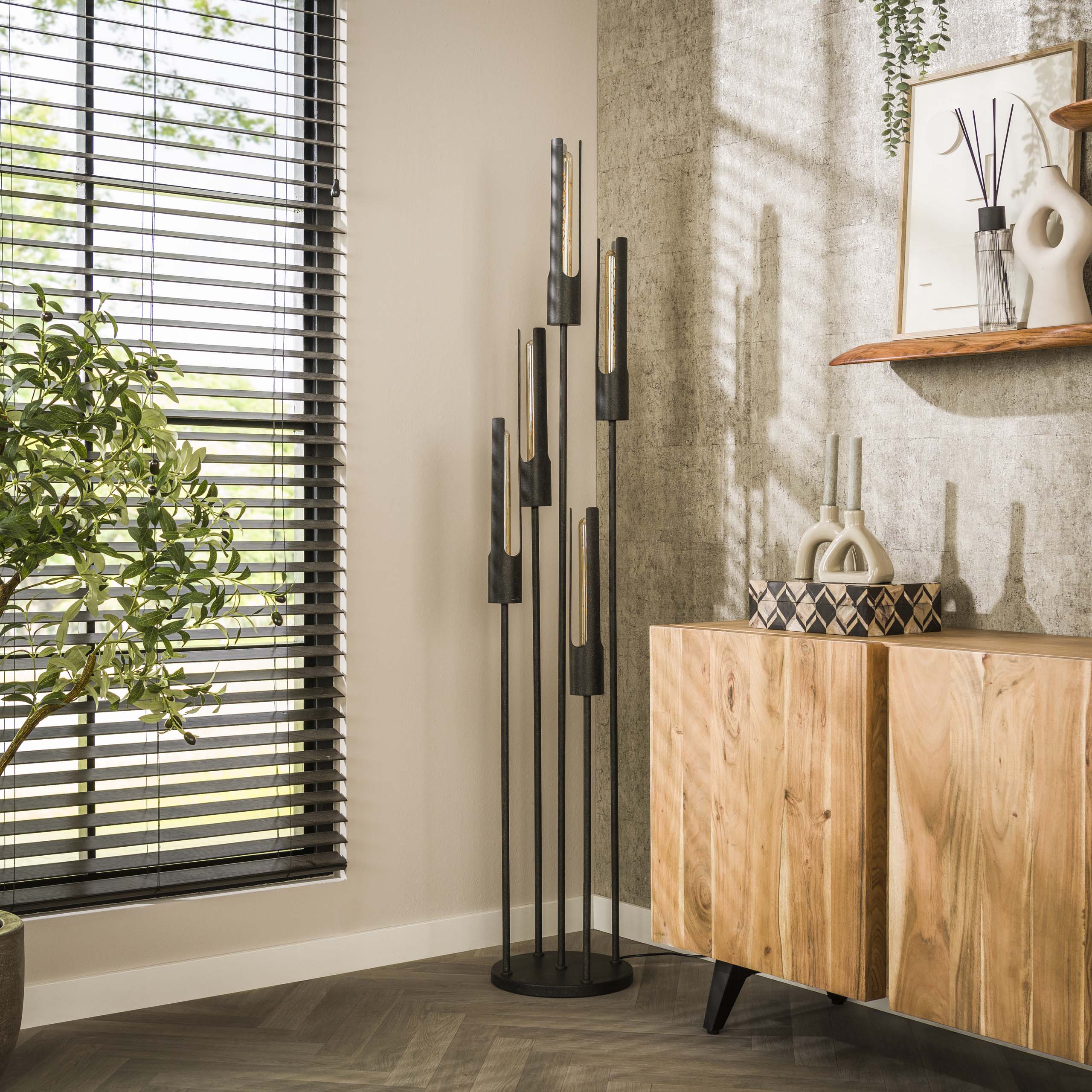 Lámpara de pie 5L tubo escalonado/Negro Artic