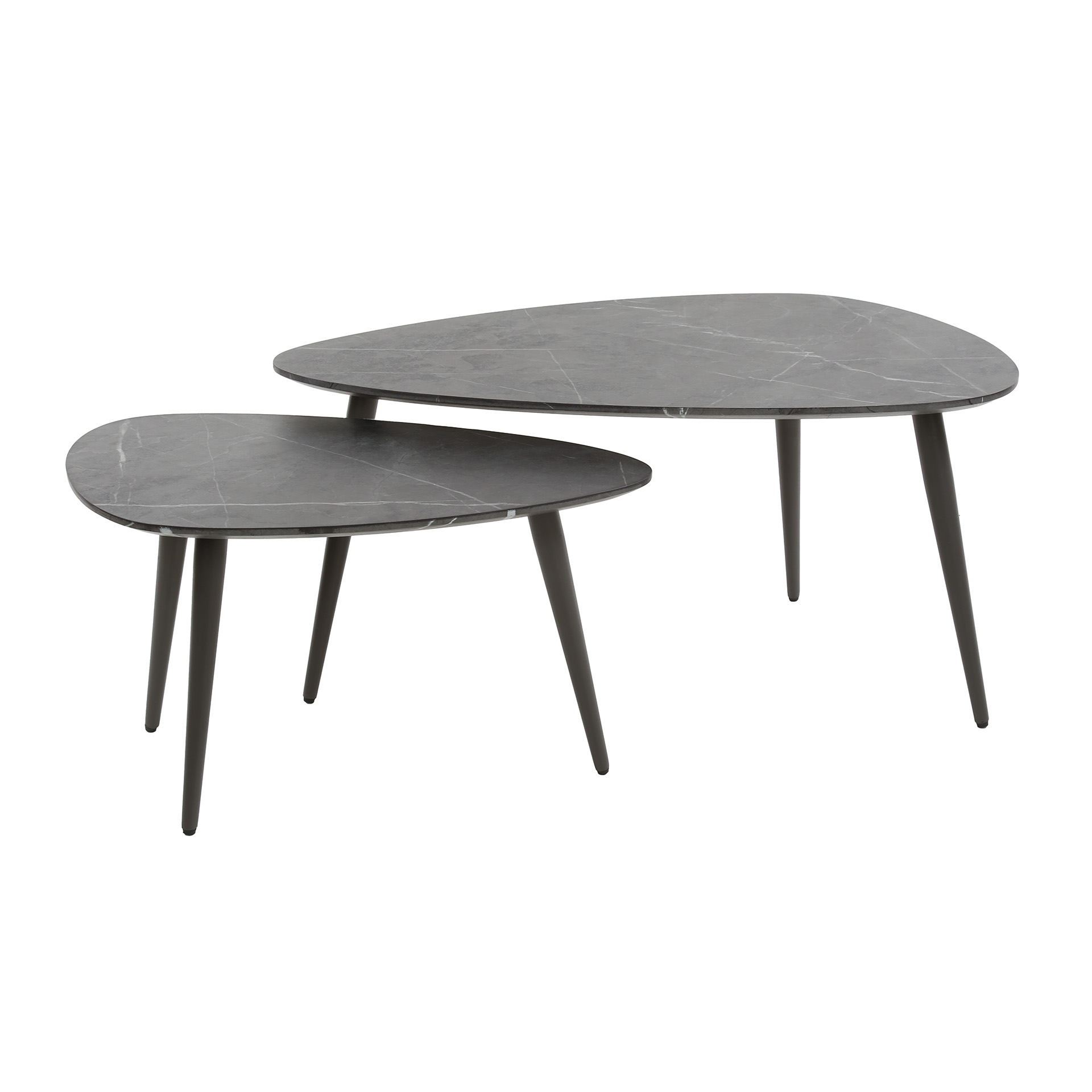 Juego de mesa de centro/2 pera orgánica / 3D negro marrón