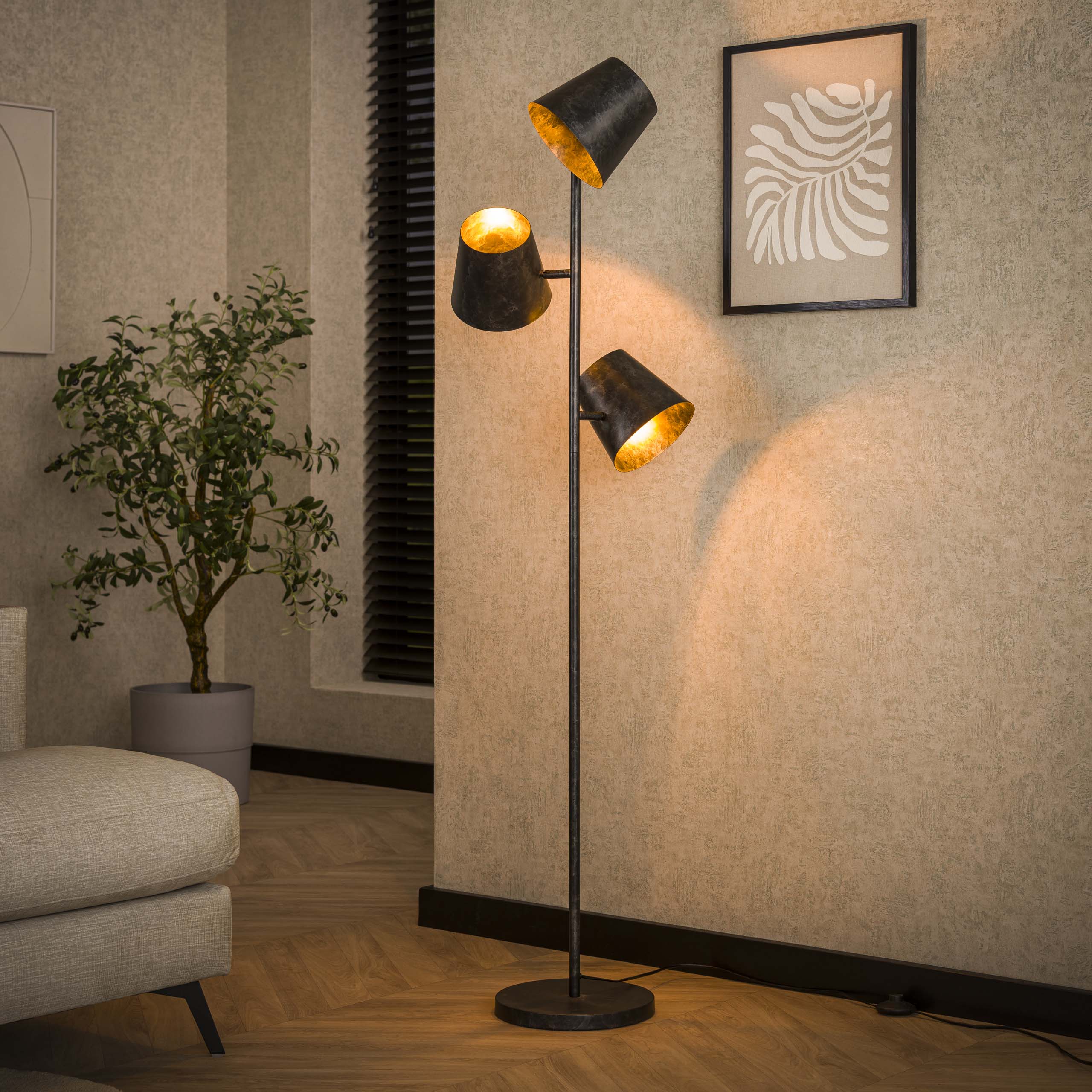 Floor lamp Kinetic 3-light - Charcoal