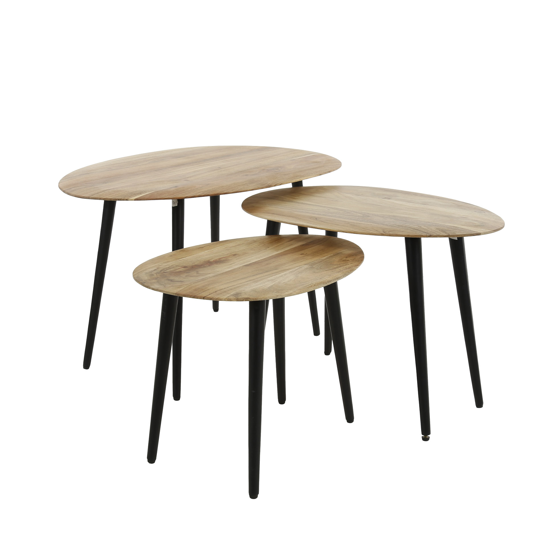 Juego de mesa de centro/3 orgánico / Acacia maciza natural