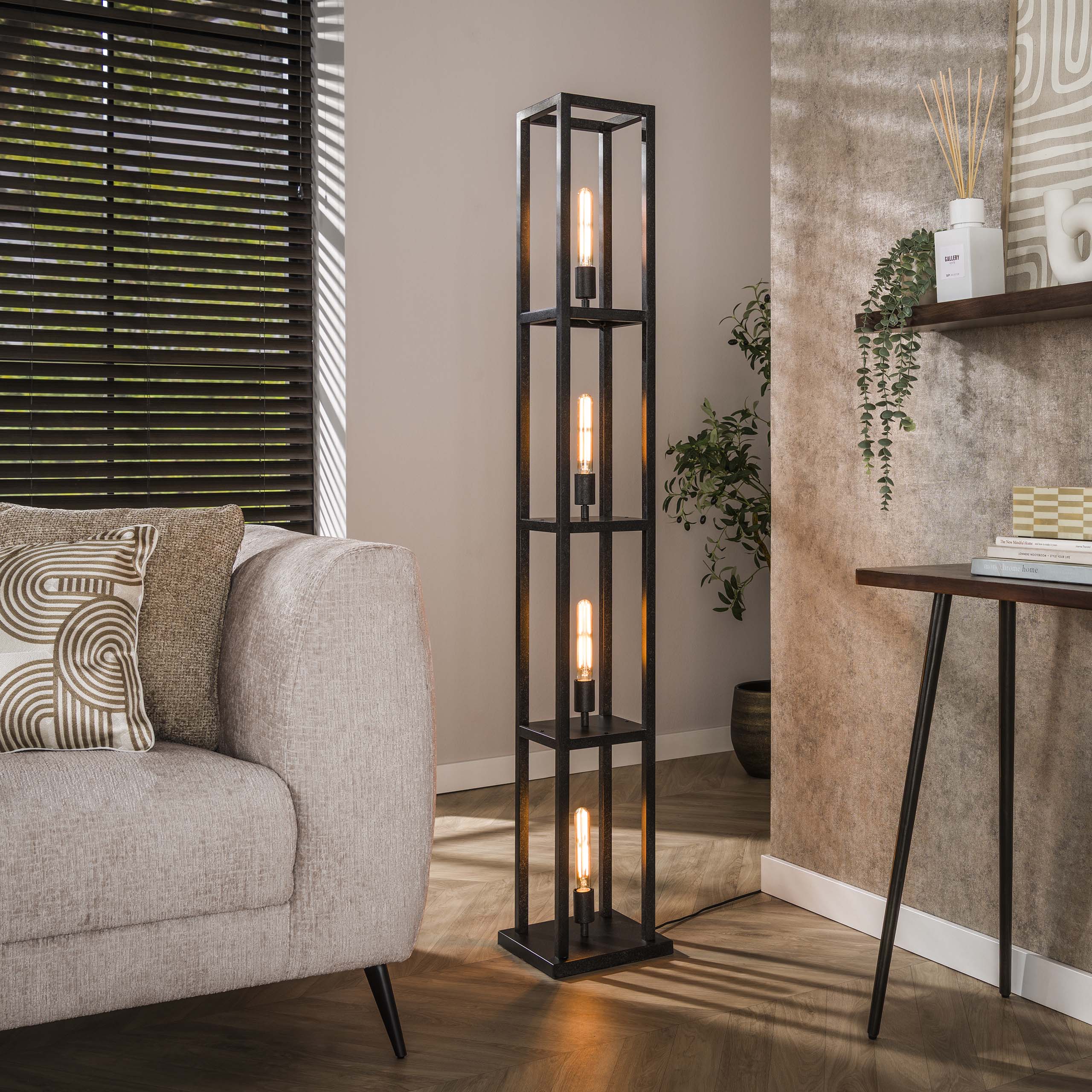 Lámpara de pie Quadra 4 luces - Negro ártico