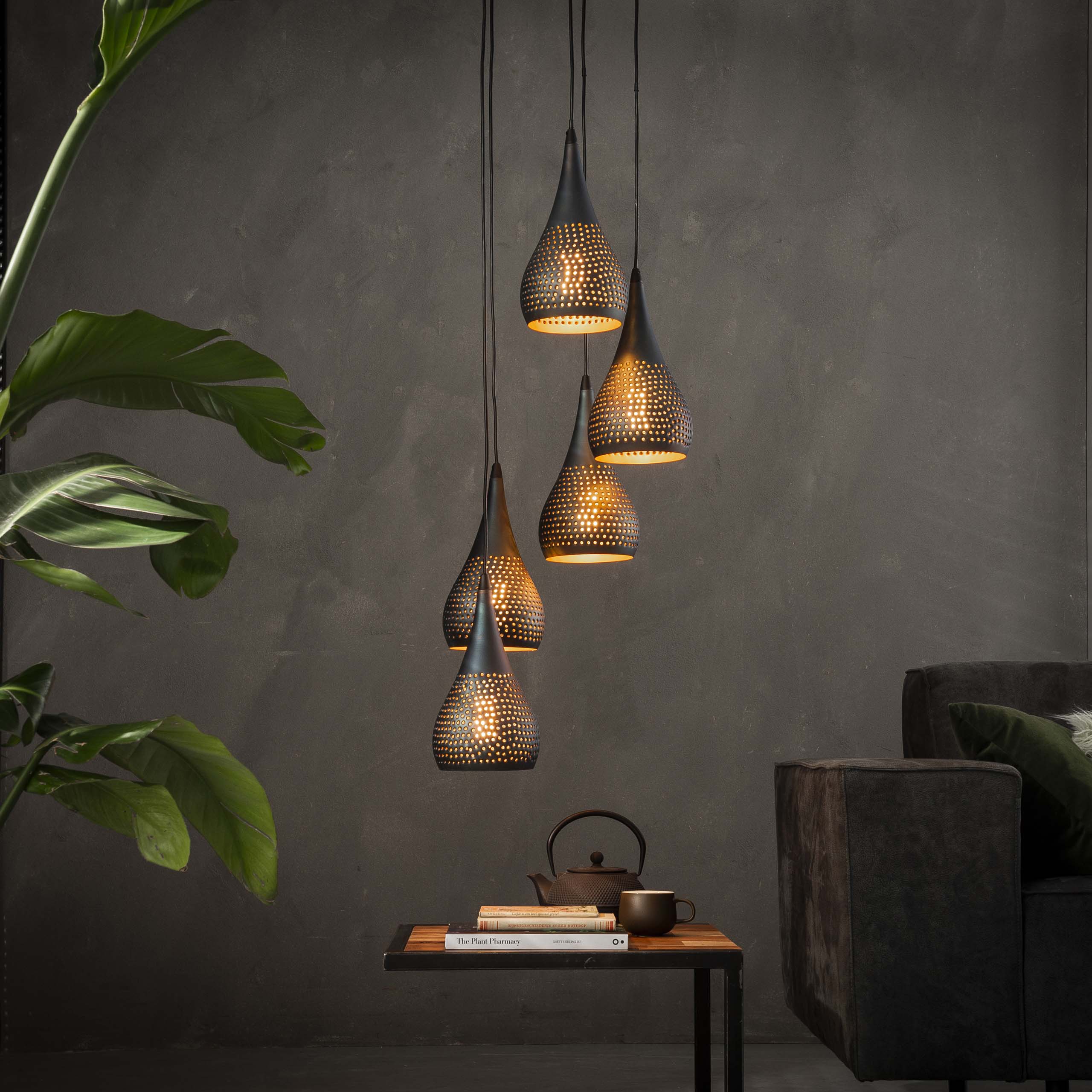 Lámpara colgante 5L Punch escalonada