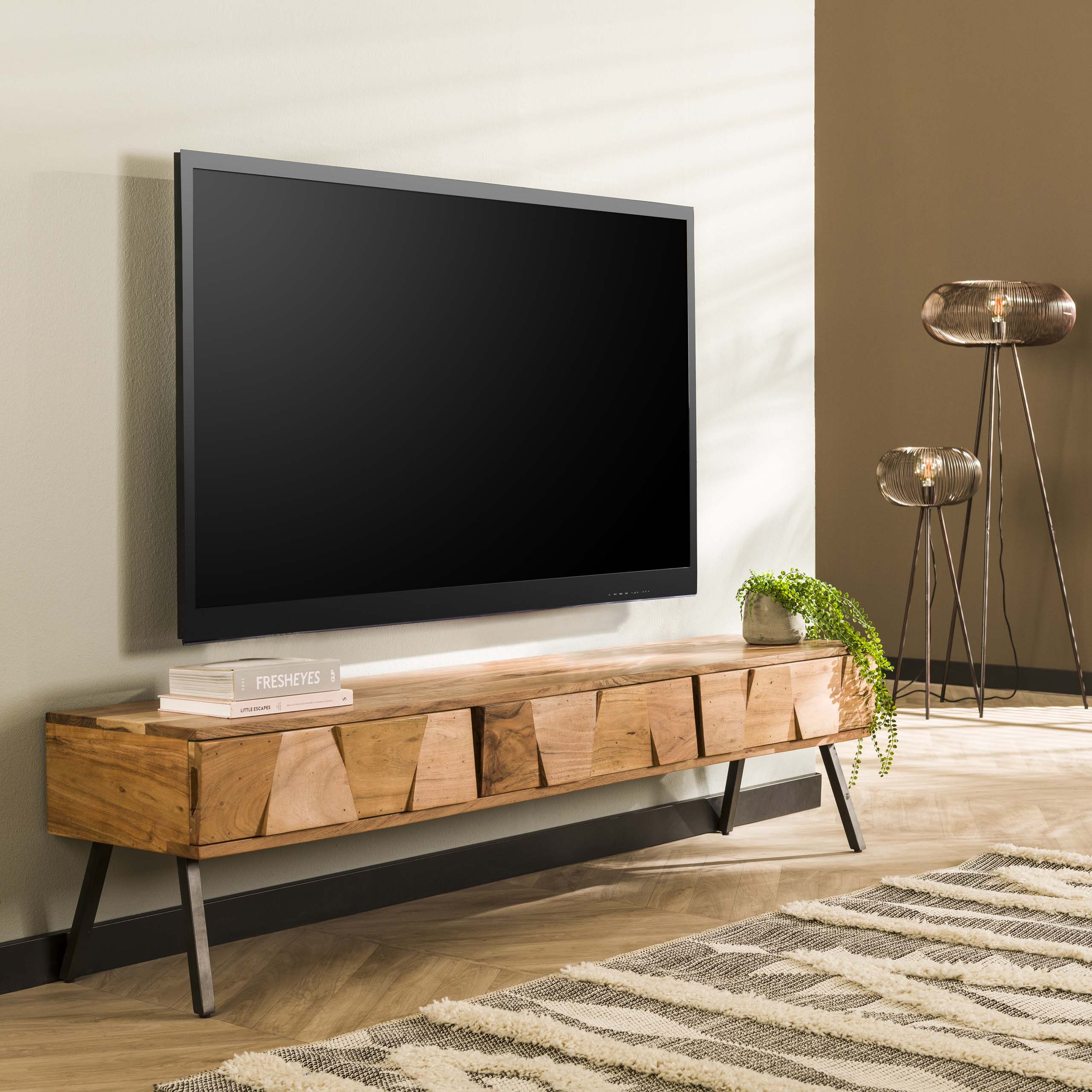 Mueble TV Demn - 3 cajones - Acacia maciza
