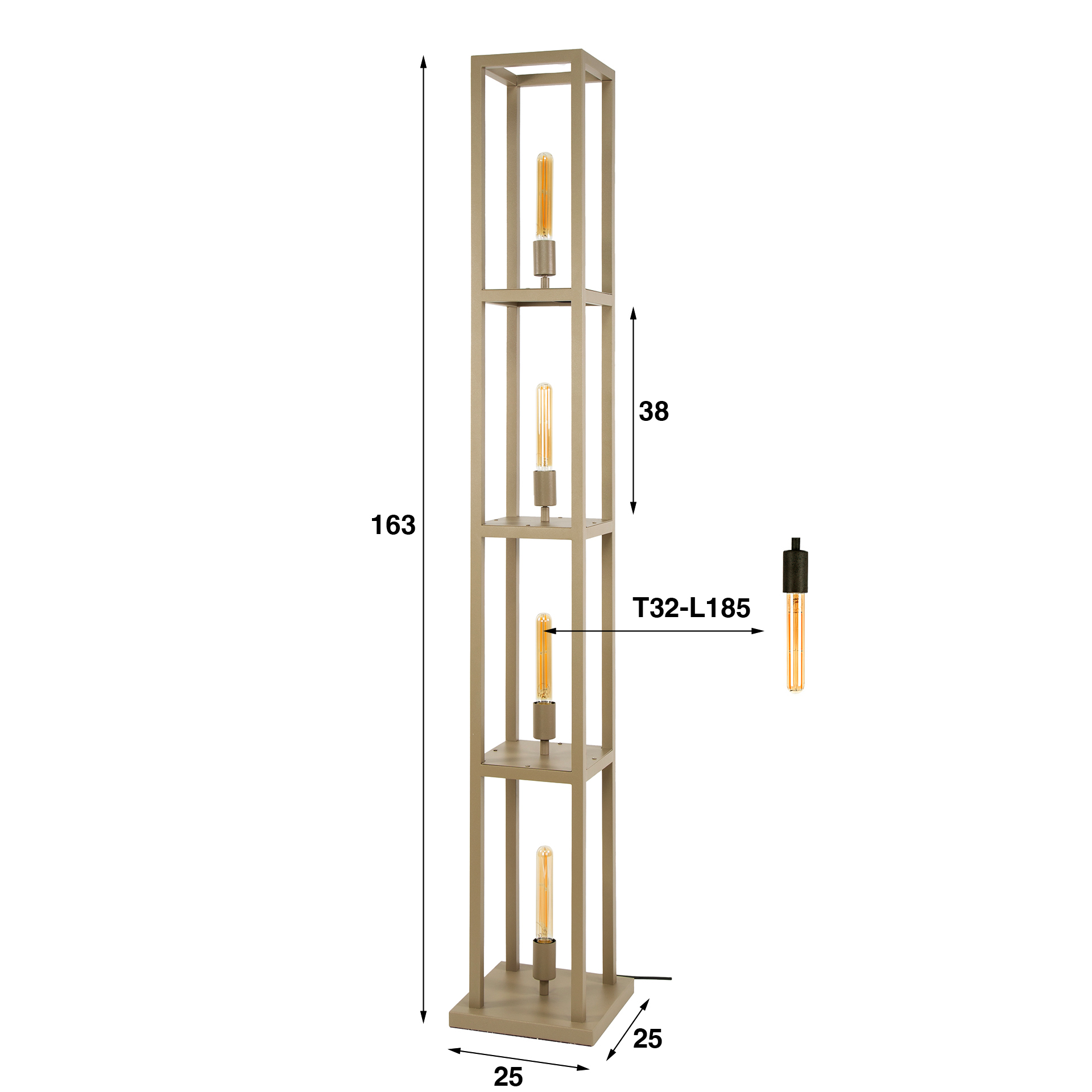 Lámpara de pie Quadra 4 luces - Beige