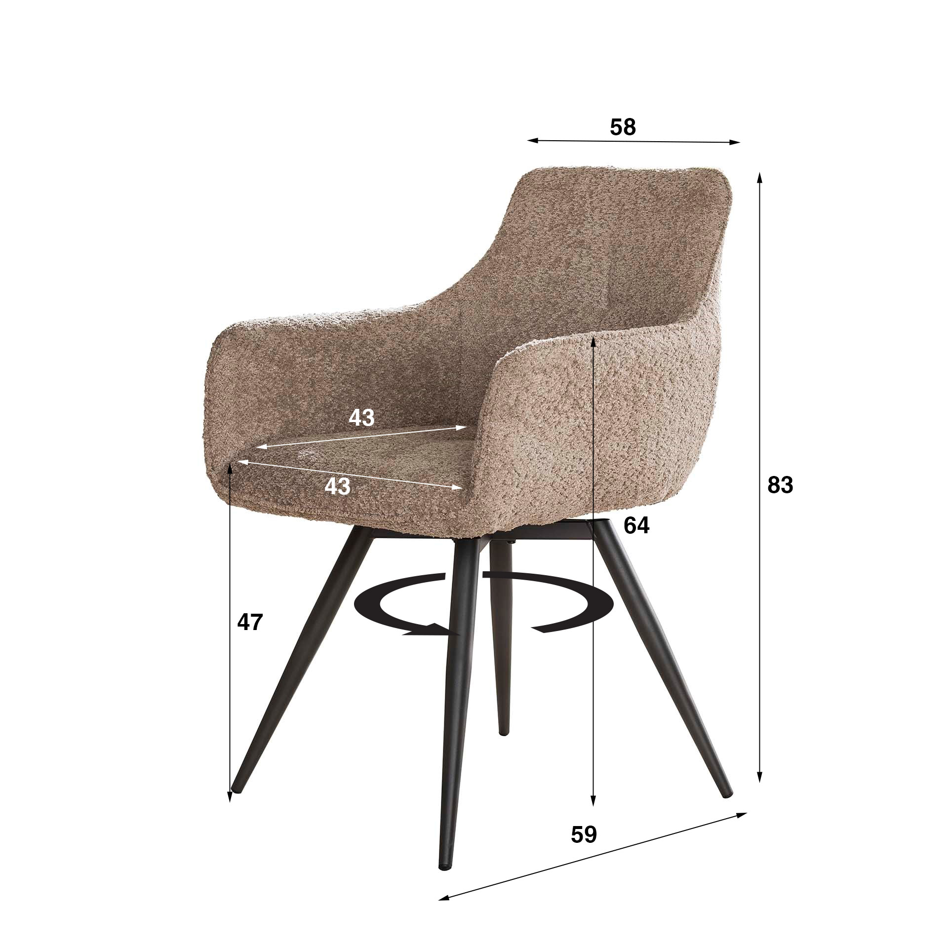 Sillón boucle giratorio. VPE2 / Boucle color arena