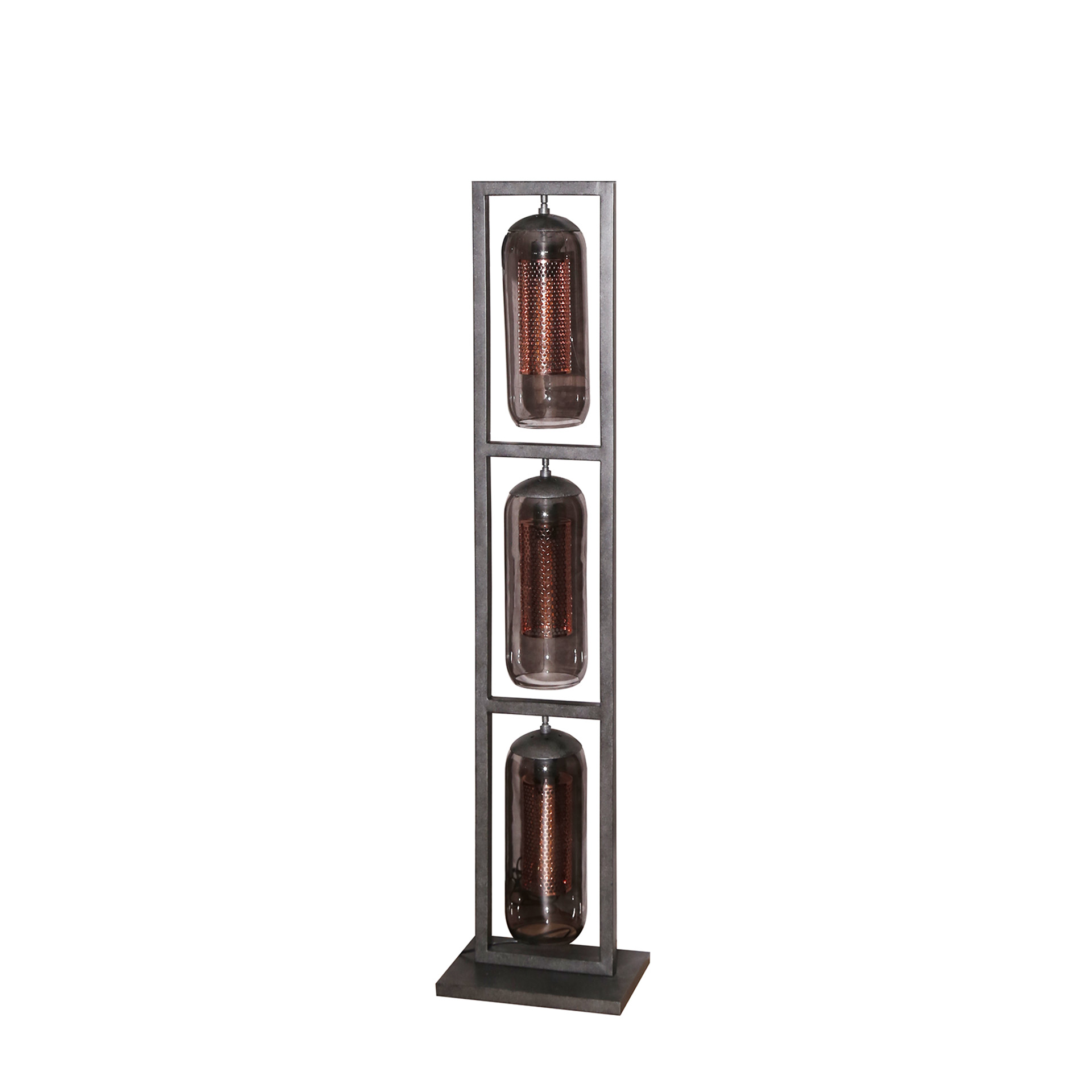 Lámpara de pie Smoke Mesh 3 luces - Negro ártico