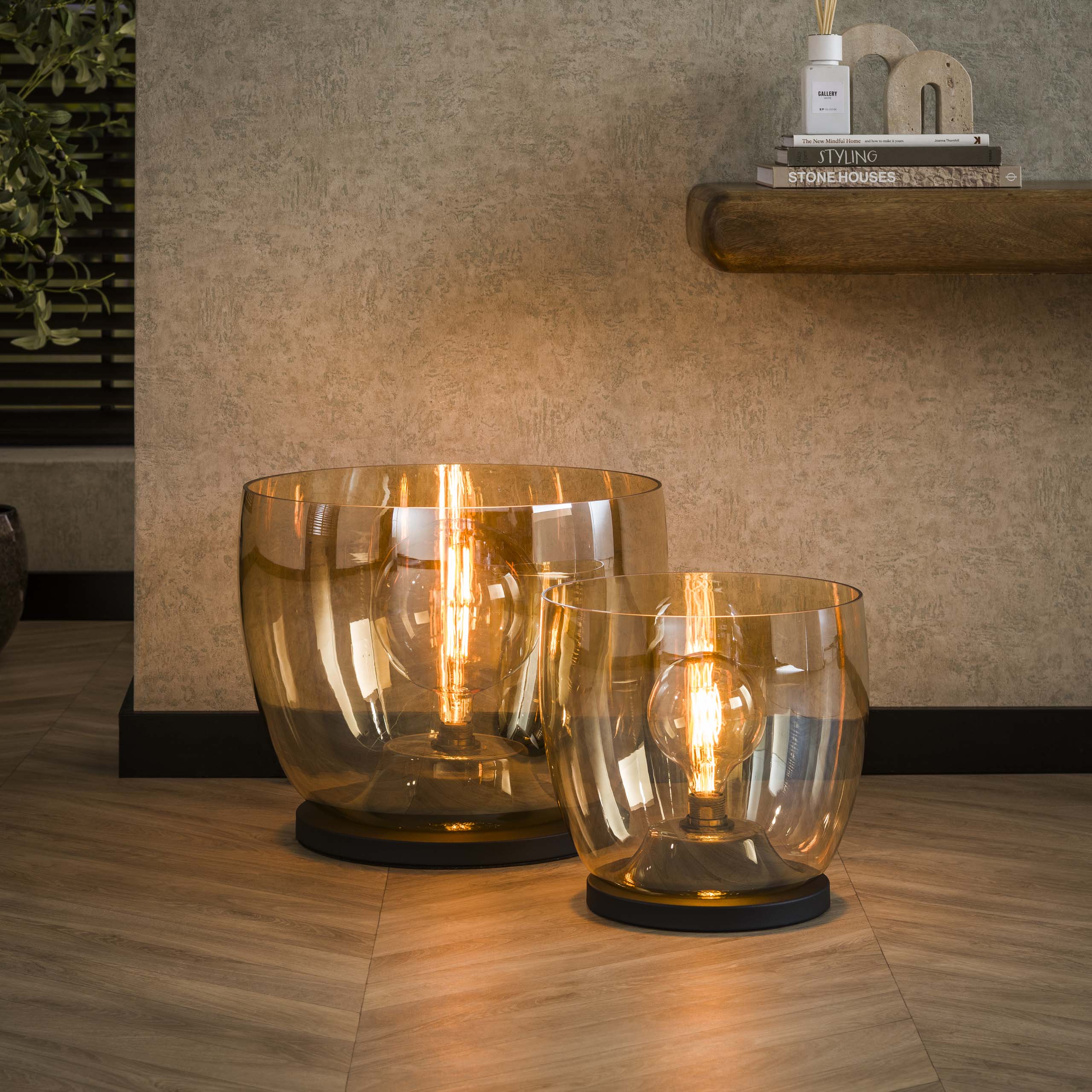 Lámpara de pie UP XXL 1 luz - Vidrio ámbar