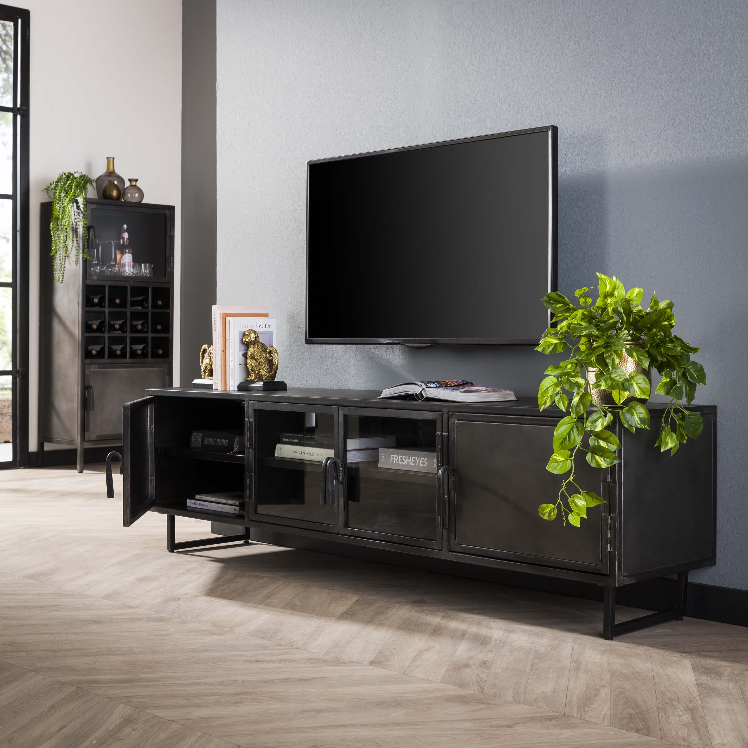 Mueble TV 180cm Rift metal / Gun metal