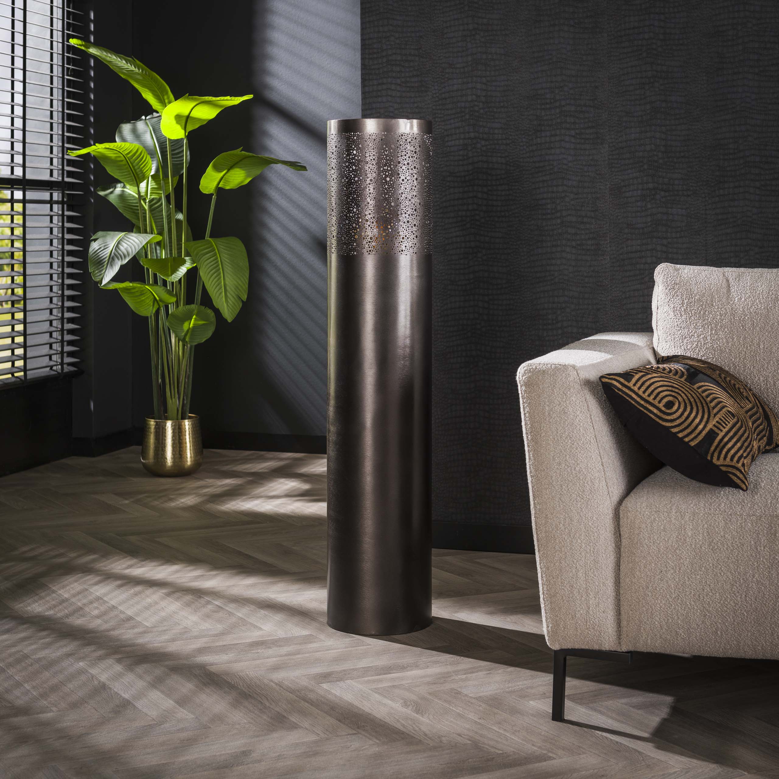 Lámpara de pie Cilindro Glow 1 luz 120 cm - Níquel negro