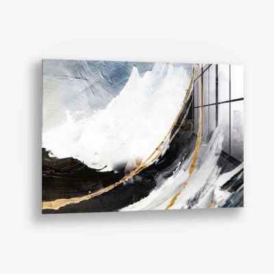 Black,  White & Gold Abstract – Vidrio