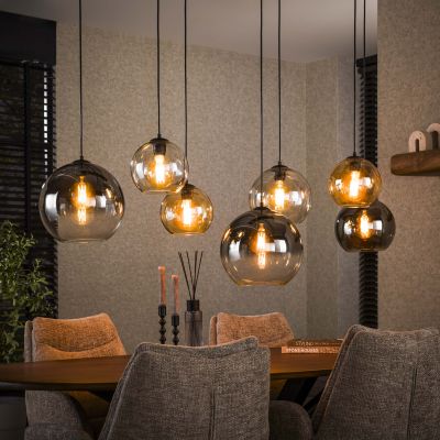 Lámpara colgante 4+3 multi globo XL / Negro ártico