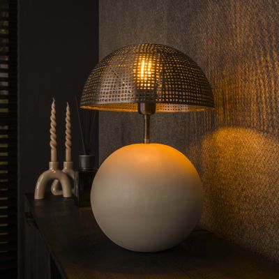 Lámpara de mesa 1L esfera natural / Gris natural