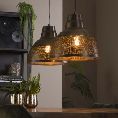 Lámpara colgante pantalla 2xØ38/ Bronce antiguo