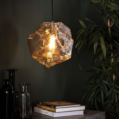 Lámpara colgante 1L rock cromada / Cristal cromado